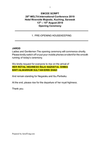 Opening Ceremony Mc Script Melta 2019