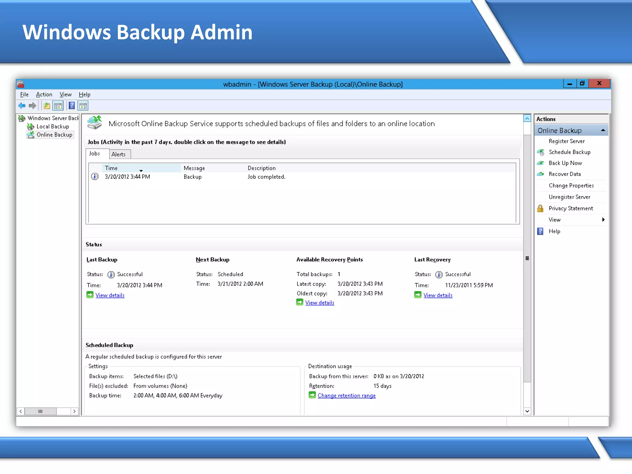 Windows Backup Admin
 
