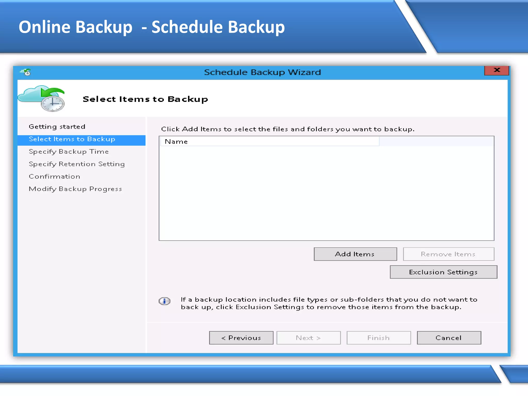 Online Backup - Schedule Backup
 