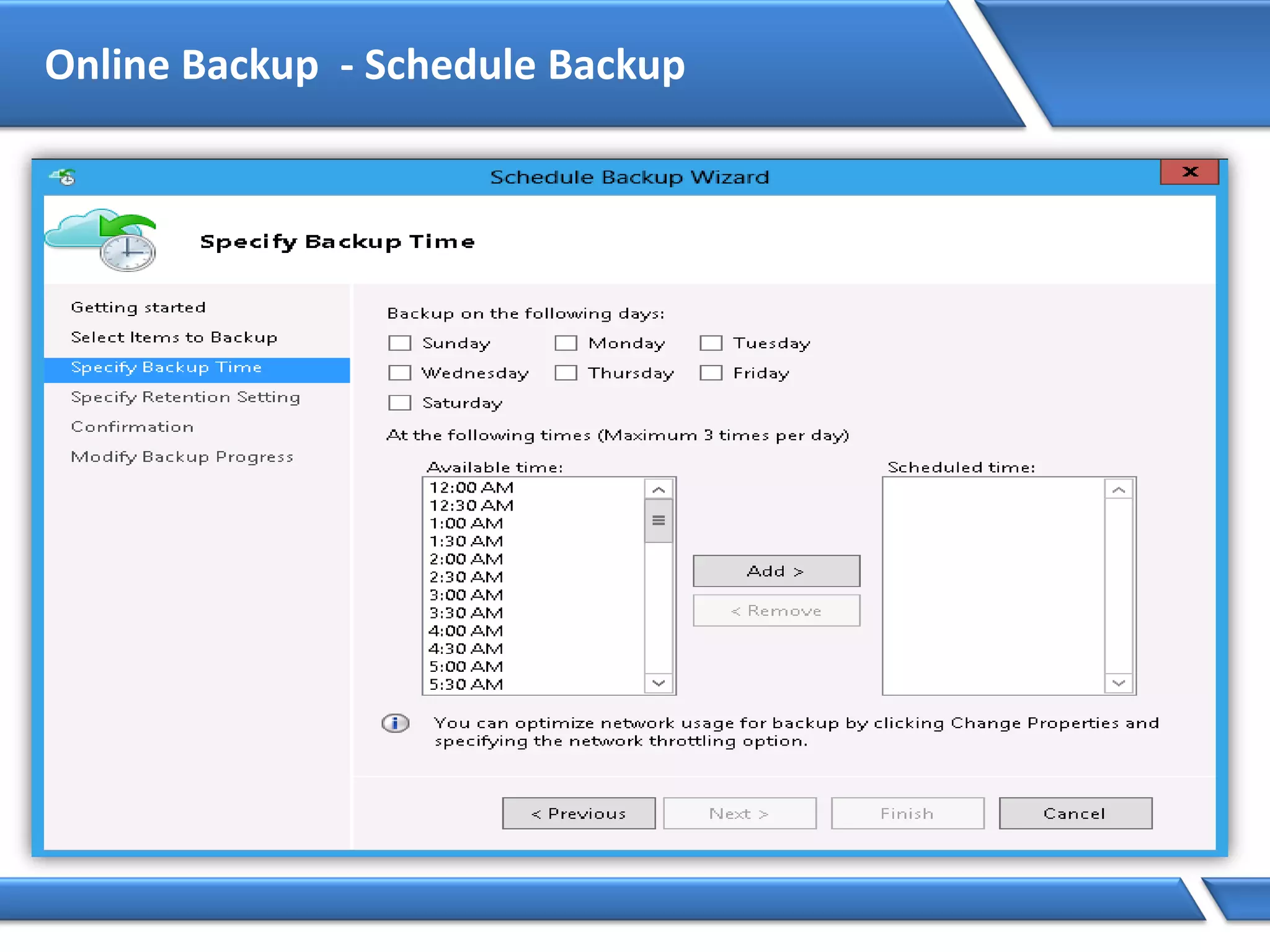 Online Backup - Schedule Backup
 