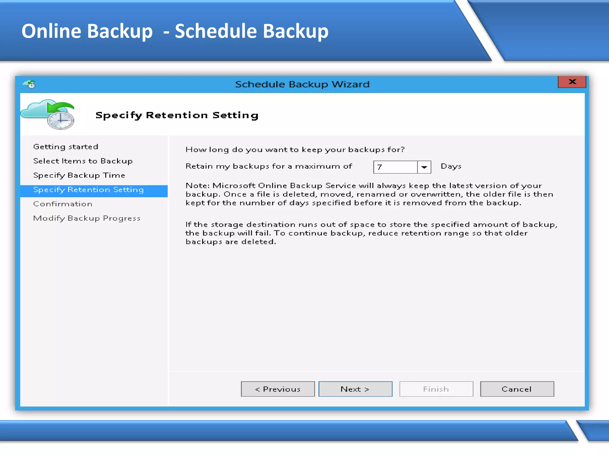 Online Backup - Schedule Backup
 