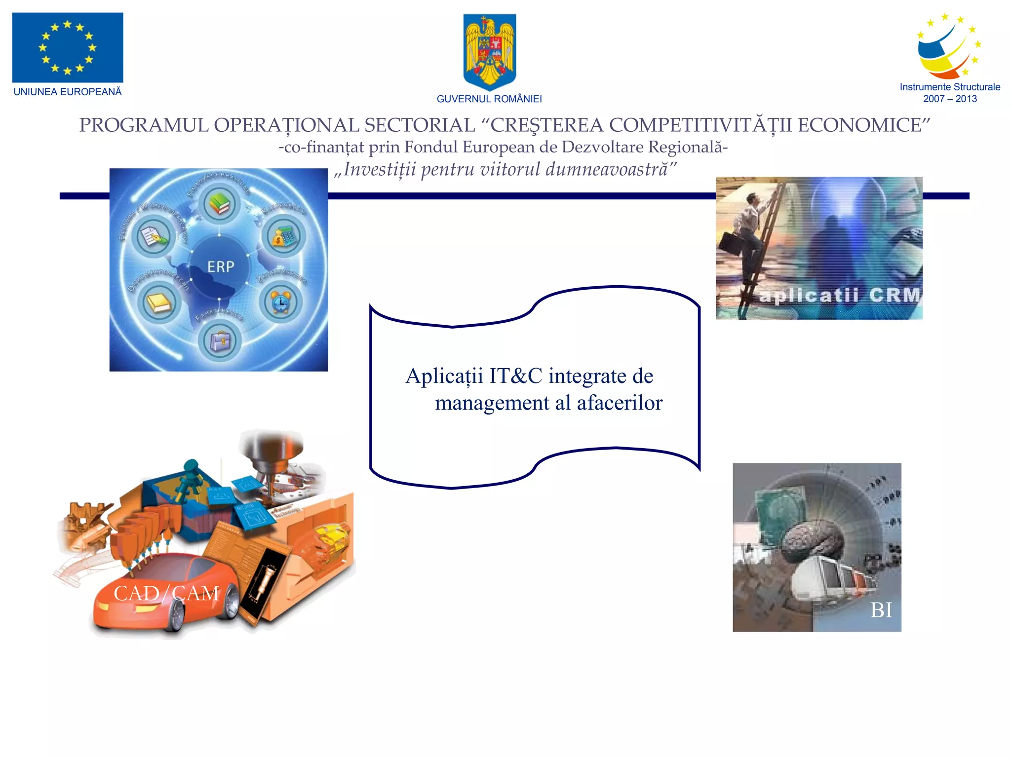 CAD/CAM Aplicaţii I T& C integrate de  management al afacerilor BI 