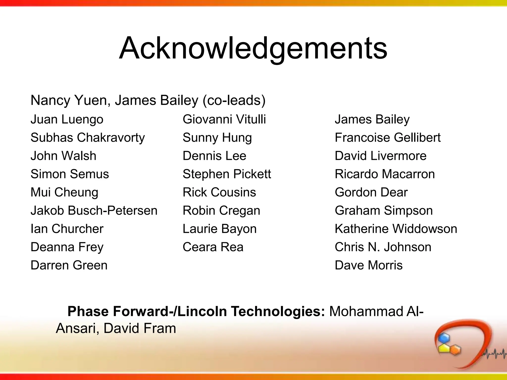 Data SourcesAdverse EventsLincoln Technologies (Phase Forward)– Quantitative signal scores for adverse events from FDA AERS & WHO VigibaseData Curated From Literature GVK Bio – marketed drugs and clinical candidates (DD and CCD)GVK Bio – Mechanism-Based Toxicity (MBT)GSK – literature data on marketed compounds (“Top 2500”)Drug Metabolism/Drug-Drug InteractionsUniversity of Washington – Drug Interaction Database (DIDB)David Flockhart – P450 and drug interactionsEdmund Hayes – P450 and drug interactions Target Activity ProfilesGSK – compound profiling data on marketed compoundsFrom CCP & additional bespoke profiling; total ~1500 drugs @580 targetsChemical PropertiesGSK – Adamantis computed propertiesGSK -  Structural Alerts for TOX and CYP 