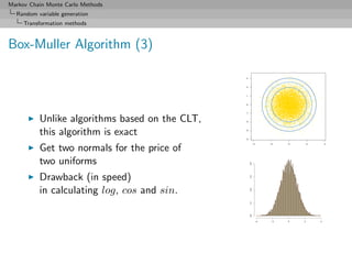 Markov Chain Monte Carlo Methods
  Random variable generation
     Transformation methods



Box-Muller Algorithm (3)




...