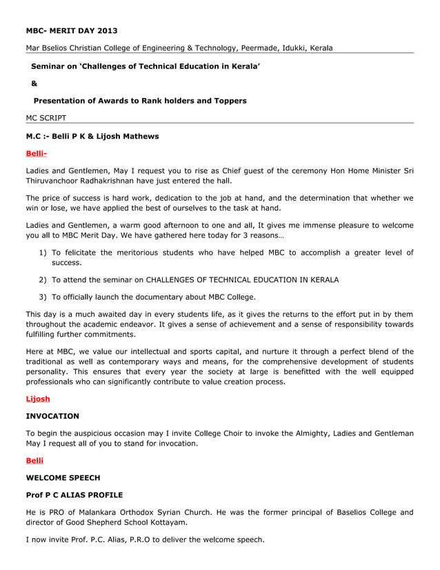 Master of Ceremony Script | DOC | Graduation | Personal Celebrations ...