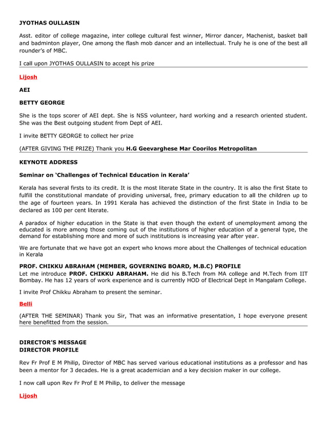 Master of Ceremony Script | PDF