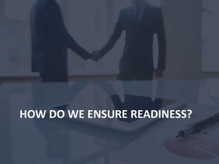 Paragon Solutions, Inc. Proprietary and Confidential
- 11 -
HOW DO WE ENSURE READINESS?
 