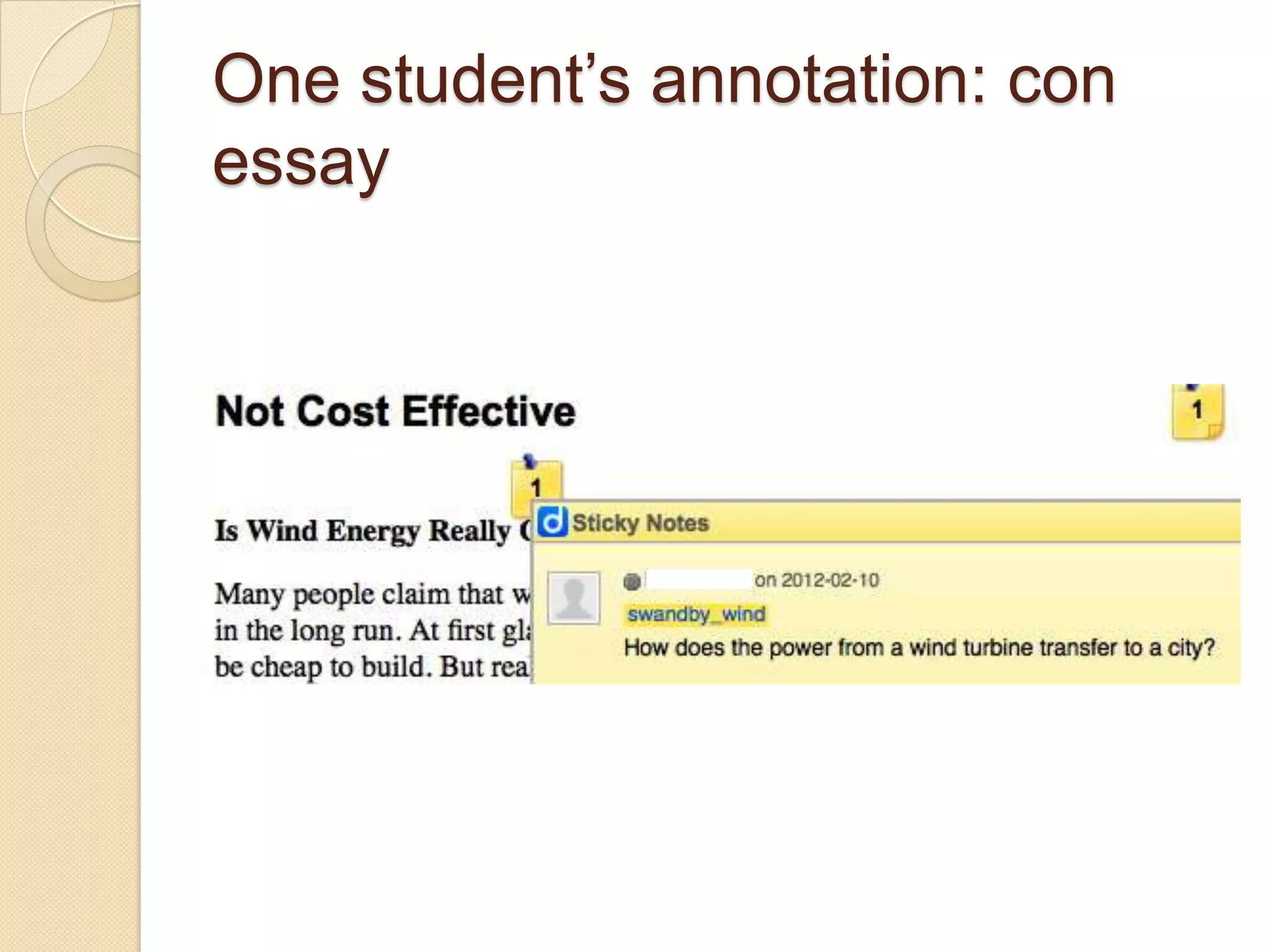 One student’s annotation: con
essay
 