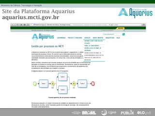 Site da Plataforma Aquarius
aquarius.mcti.gov.br
 