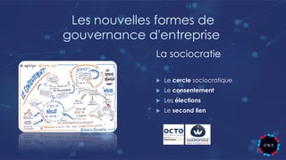 Les nouvelles formes de
gouvernance d'entreprise
La sociocratie
u Le cercle sociocratique
u Le consentement
u Les élections
u Le second lien
 