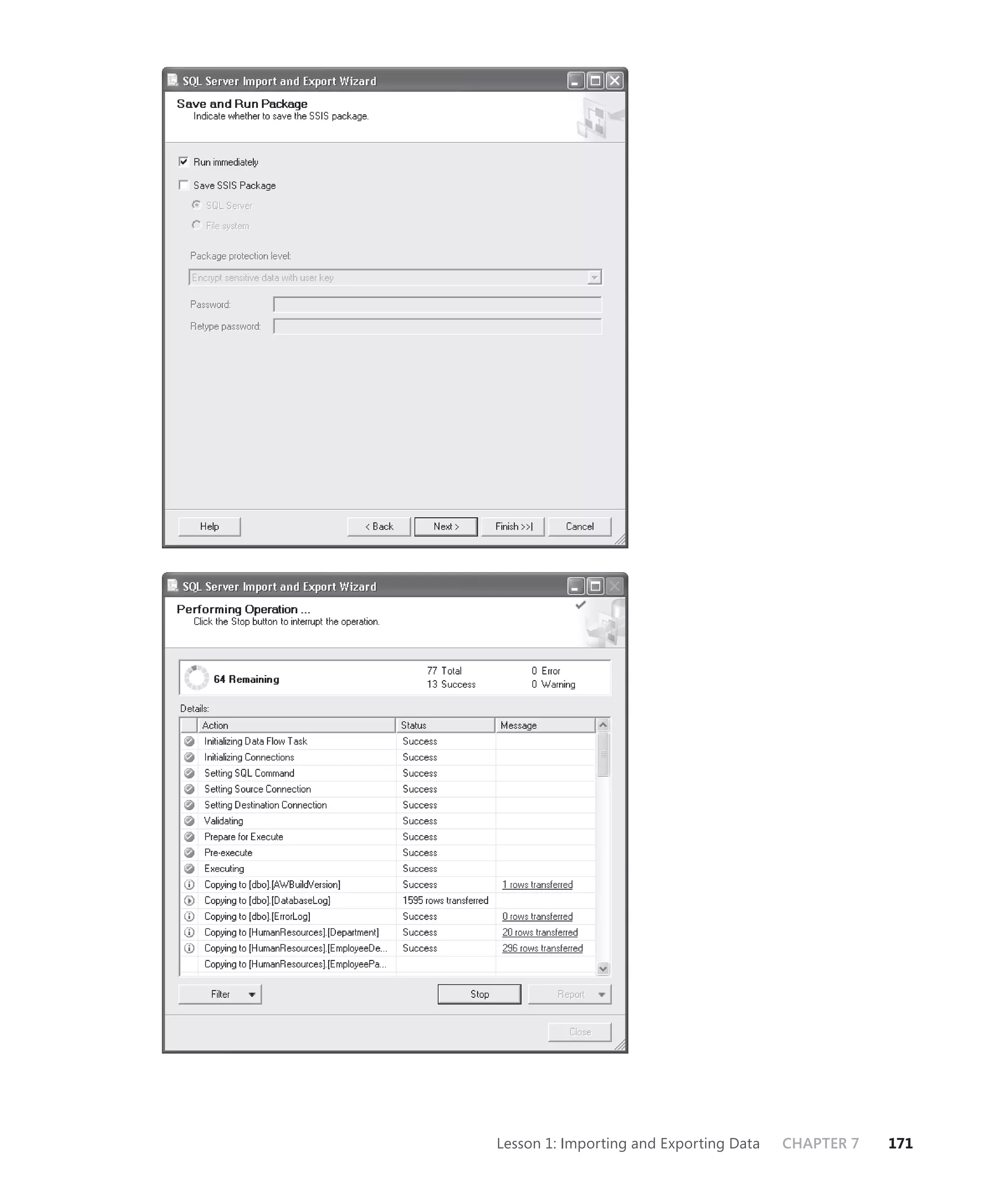 Lesson 1: Importing and Exporting Data   CHAPTER 7   171
 