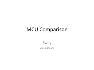 MCU Comparison
Sway
2012.08.06
 