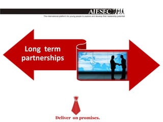 Long term
partnerships




         Deliver on promises.
 