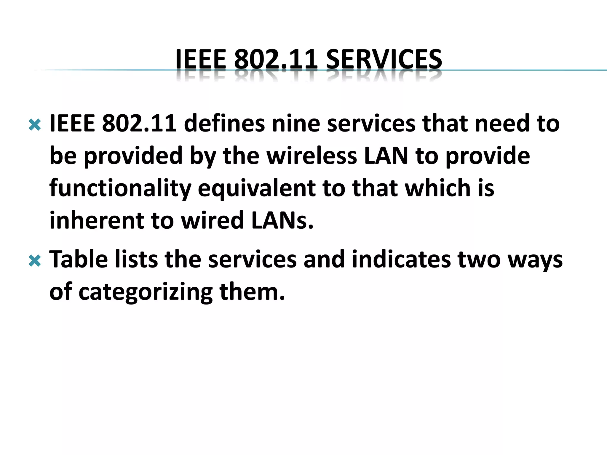 Ieee 802 11 architecture and services ppt