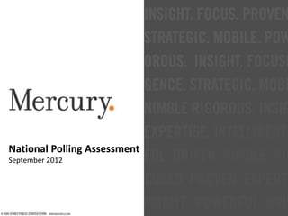 National Polling Assessment
September 2012
 