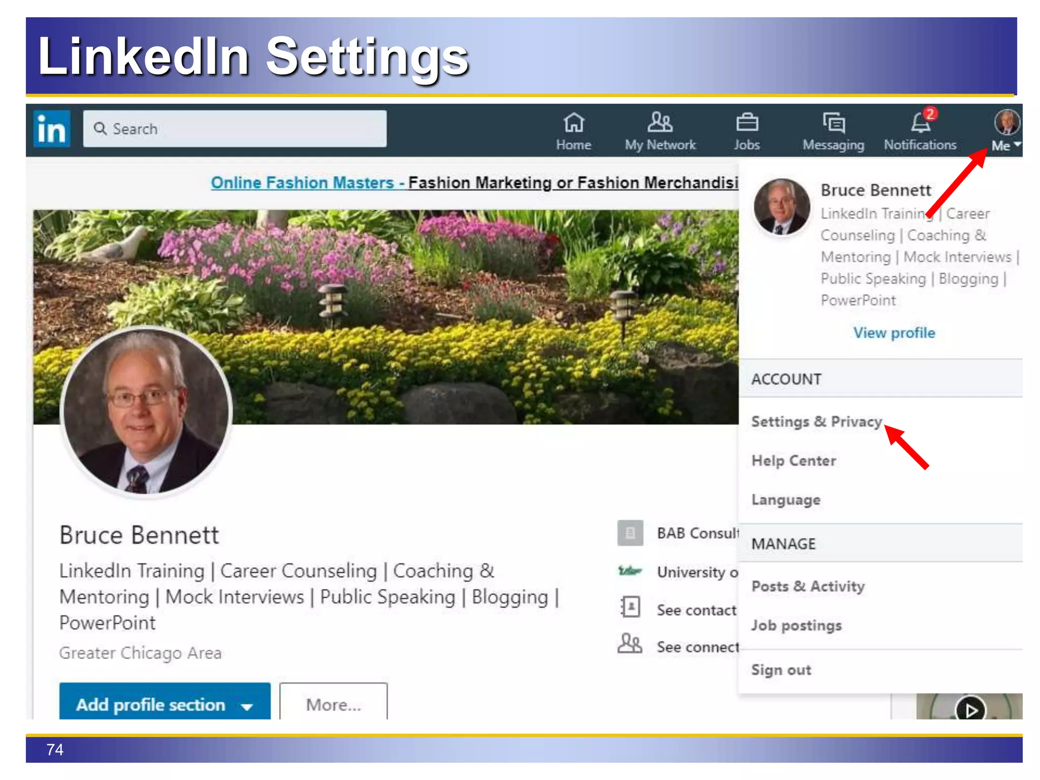 74
LinkedIn Settings
 