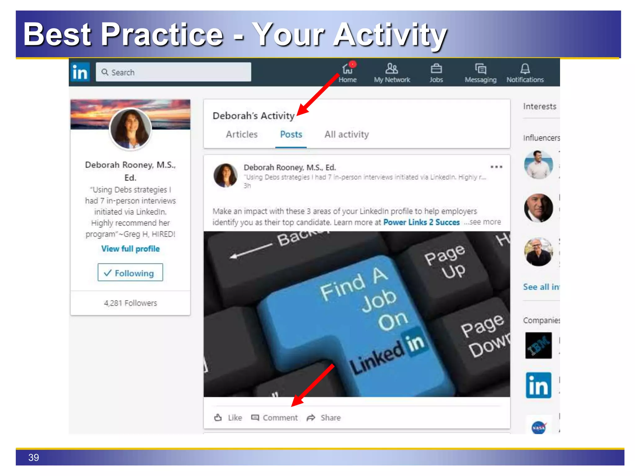 39
Best Practice - Your Activity
 