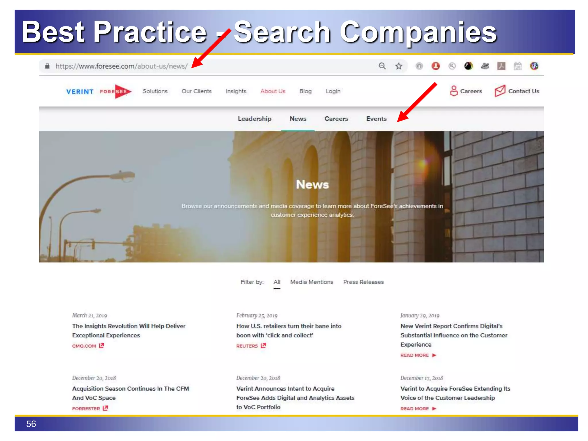 56
Best Practice - Search Companies
 