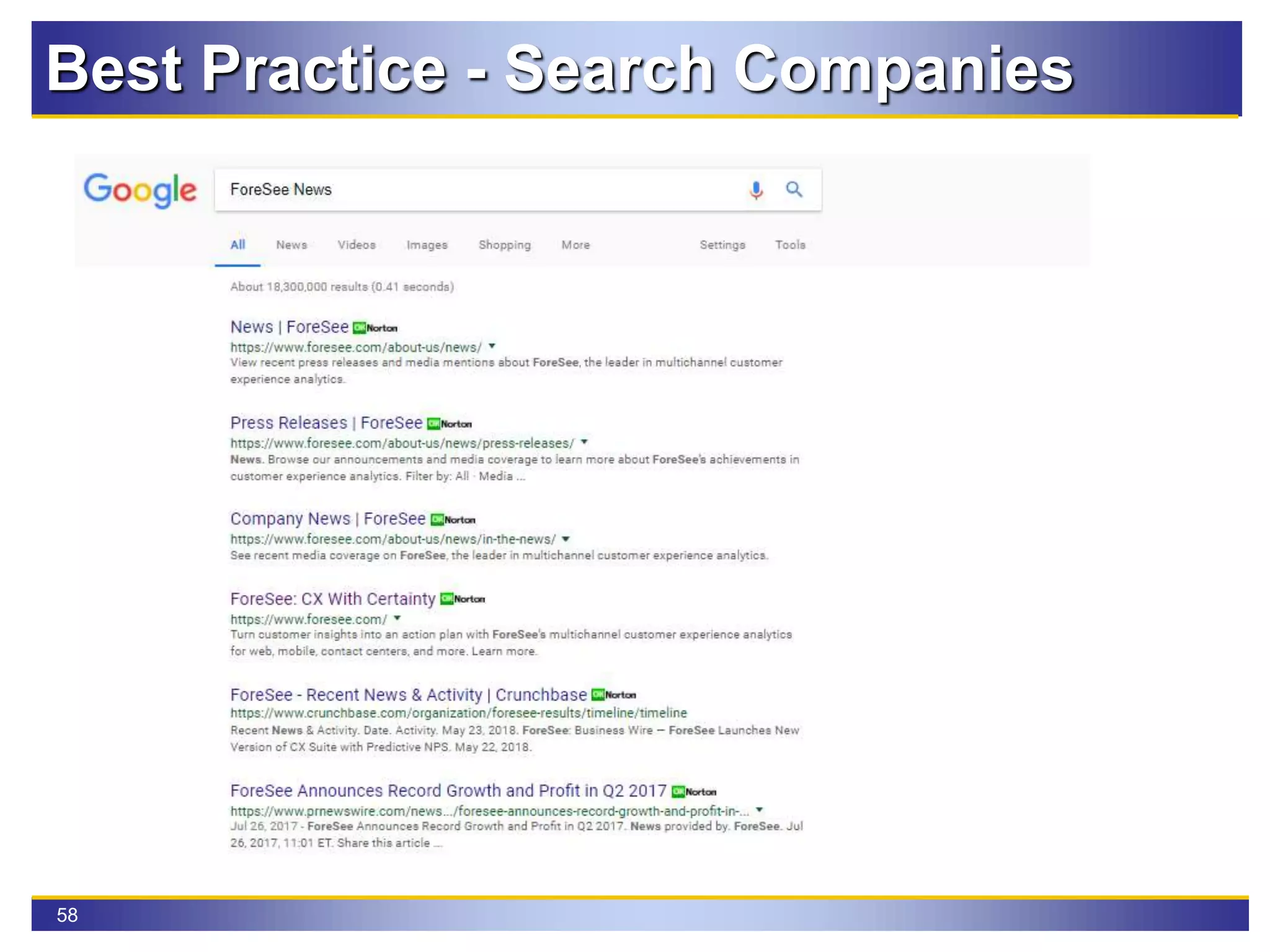 58
Best Practice - Search Companies
 
