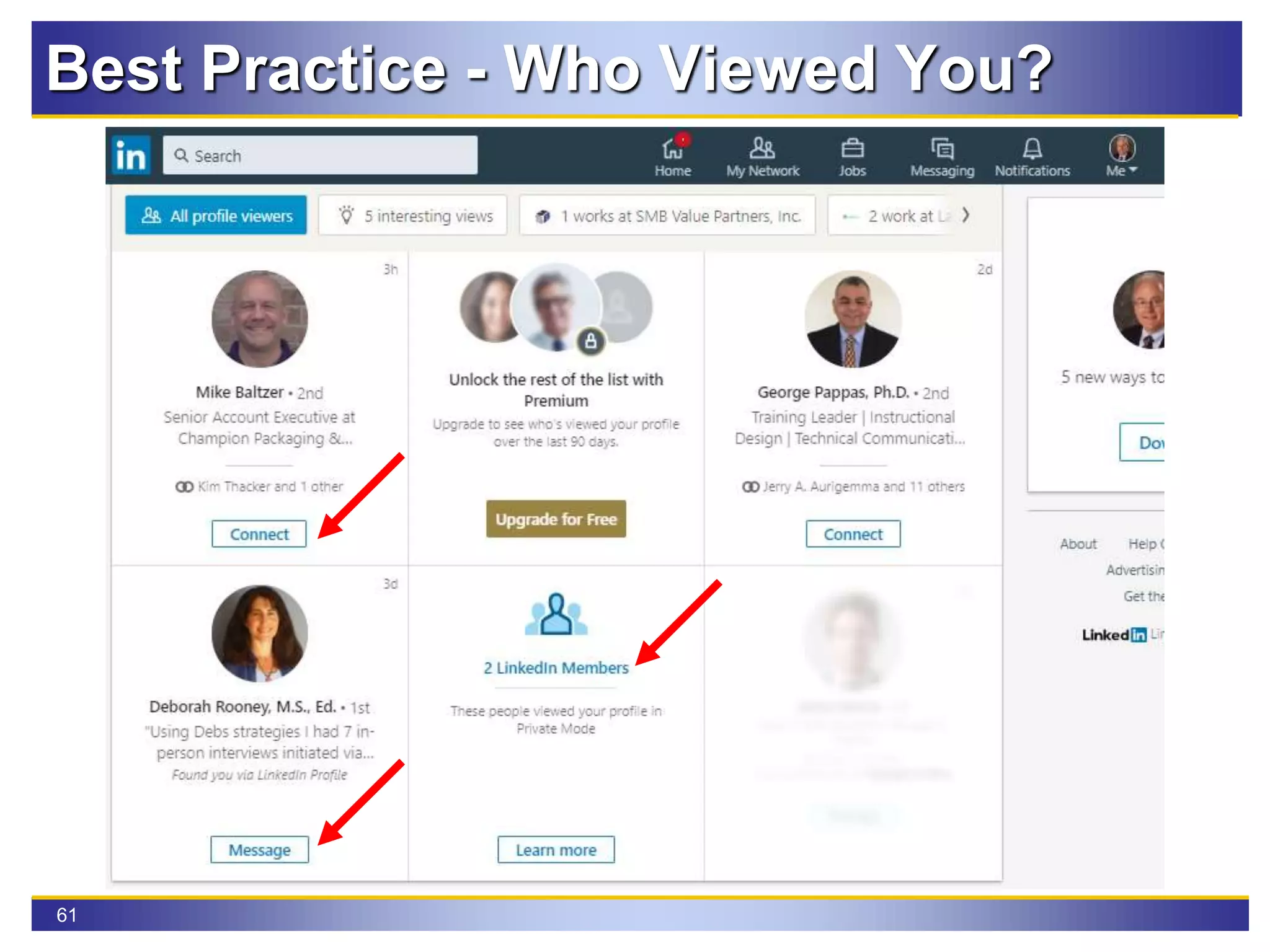 61
Best Practice - Who Viewed You?
 