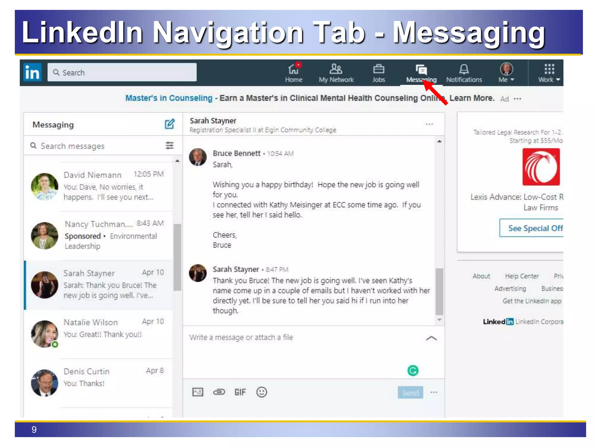 9
LinkedIn Navigation Tab - Messaging
 