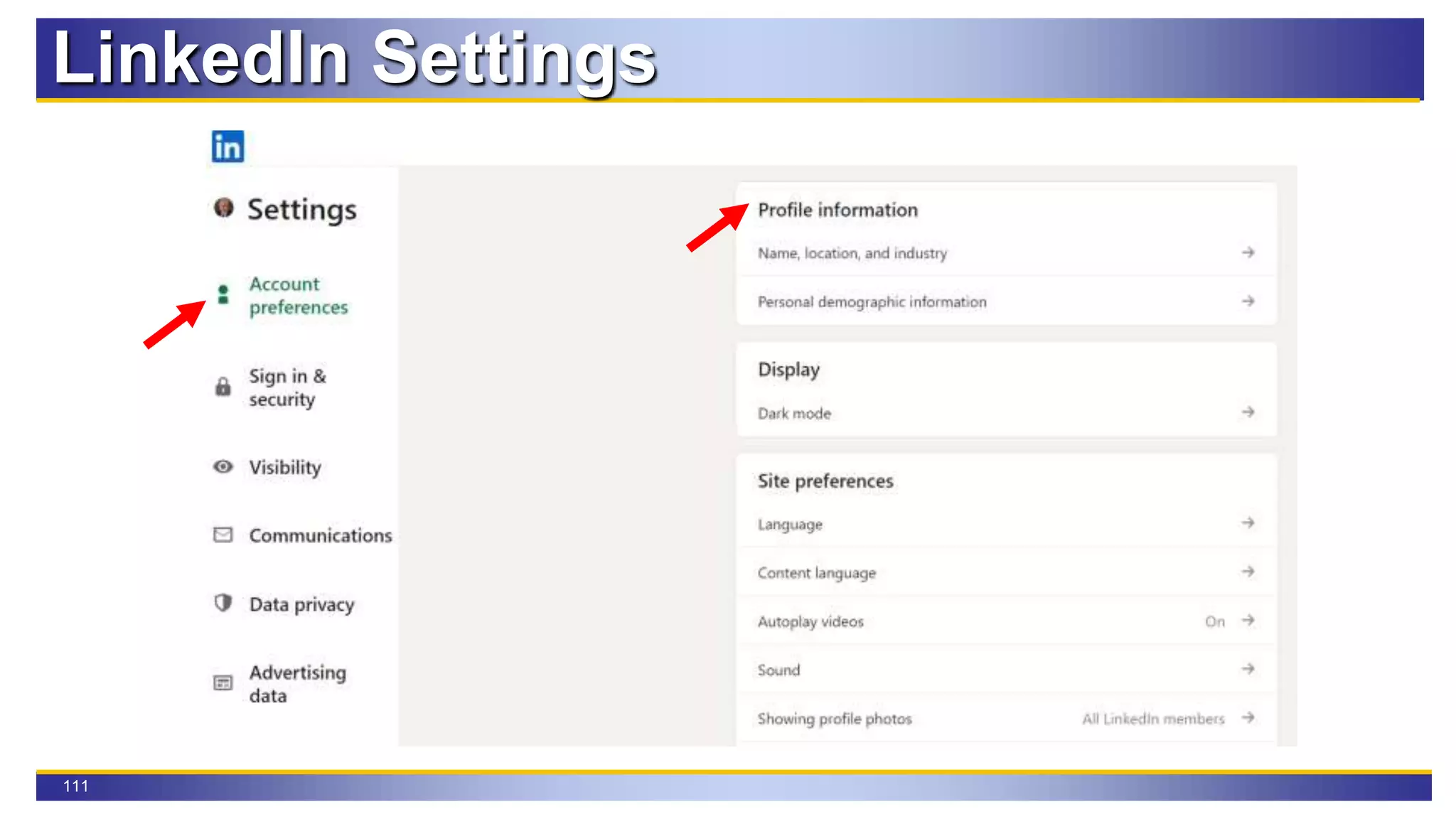 111
LinkedIn Settings
 