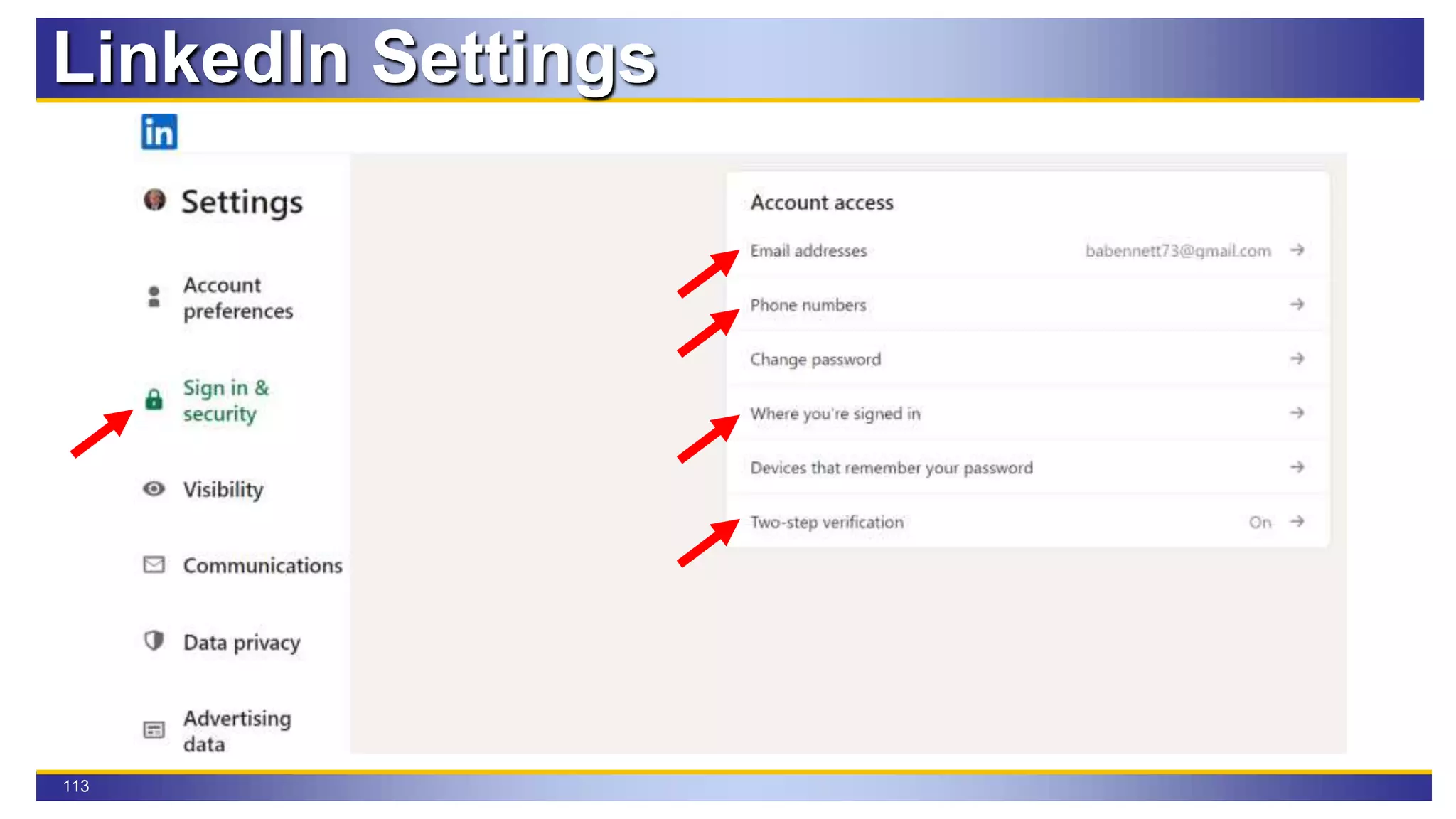 113
LinkedIn Settings
 