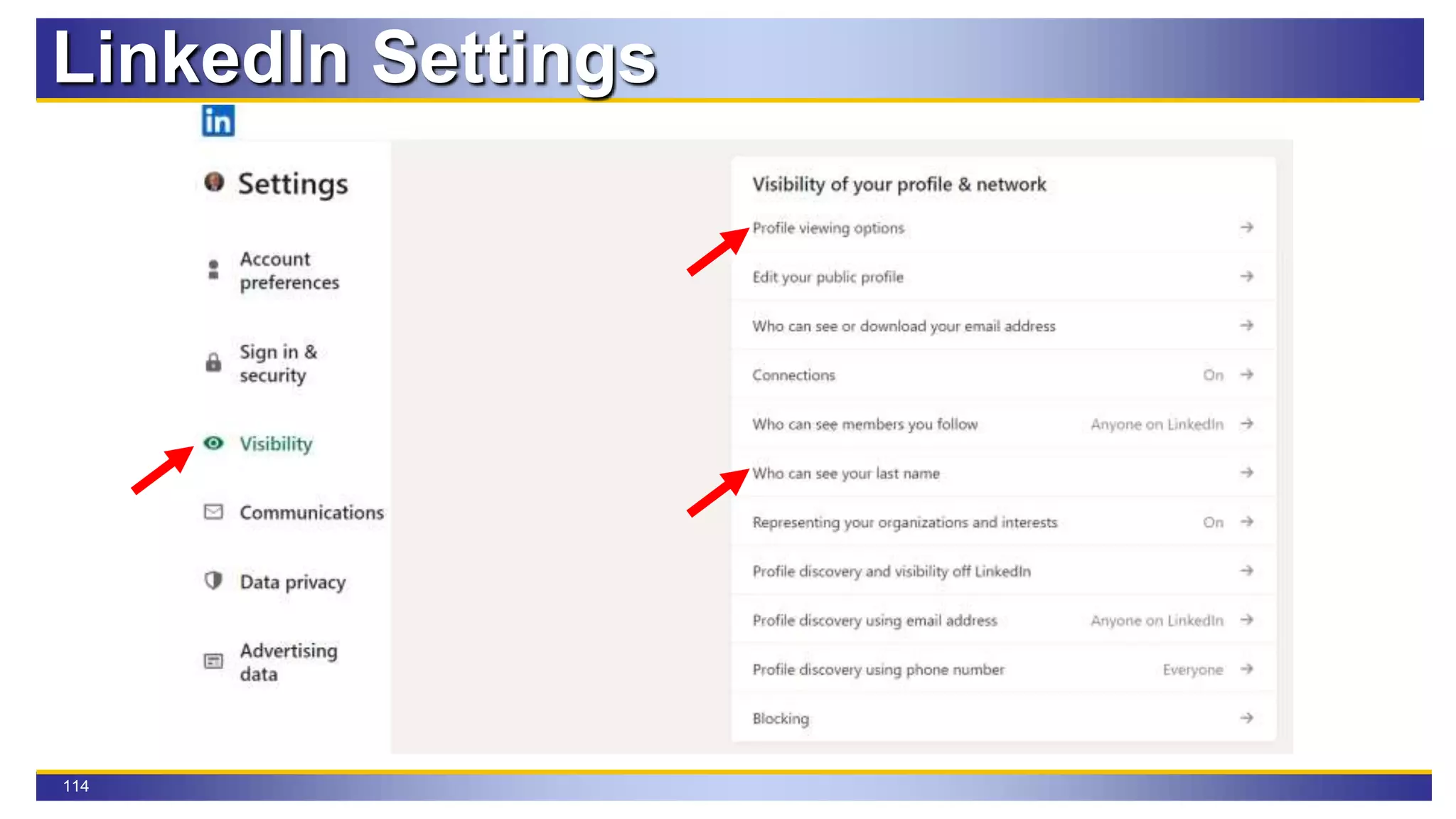 114
LinkedIn Settings
 