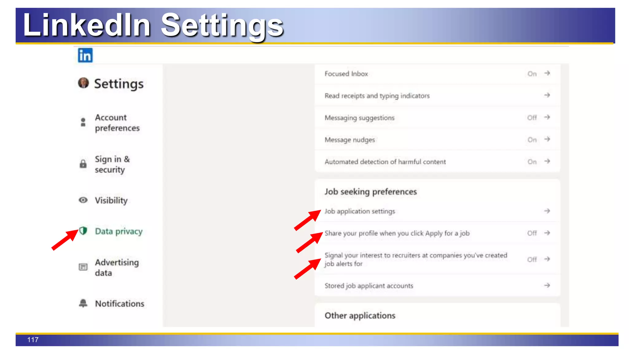 117
LinkedIn Settings
 