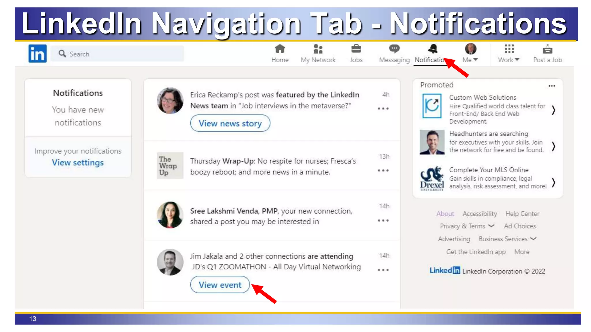 13
LinkedIn Navigation Tab - Notifications
 
