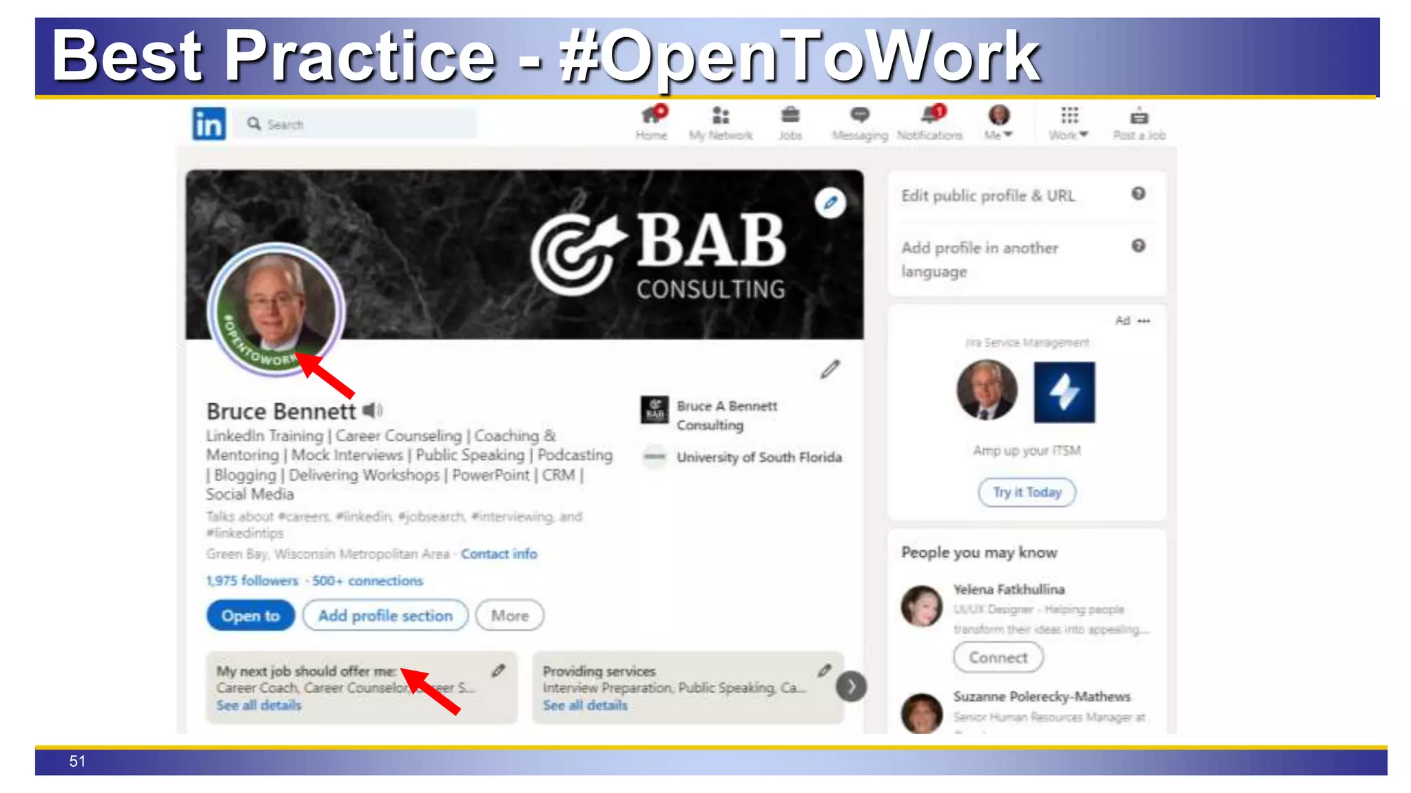 51
Best Practice - #OpenToWork
 