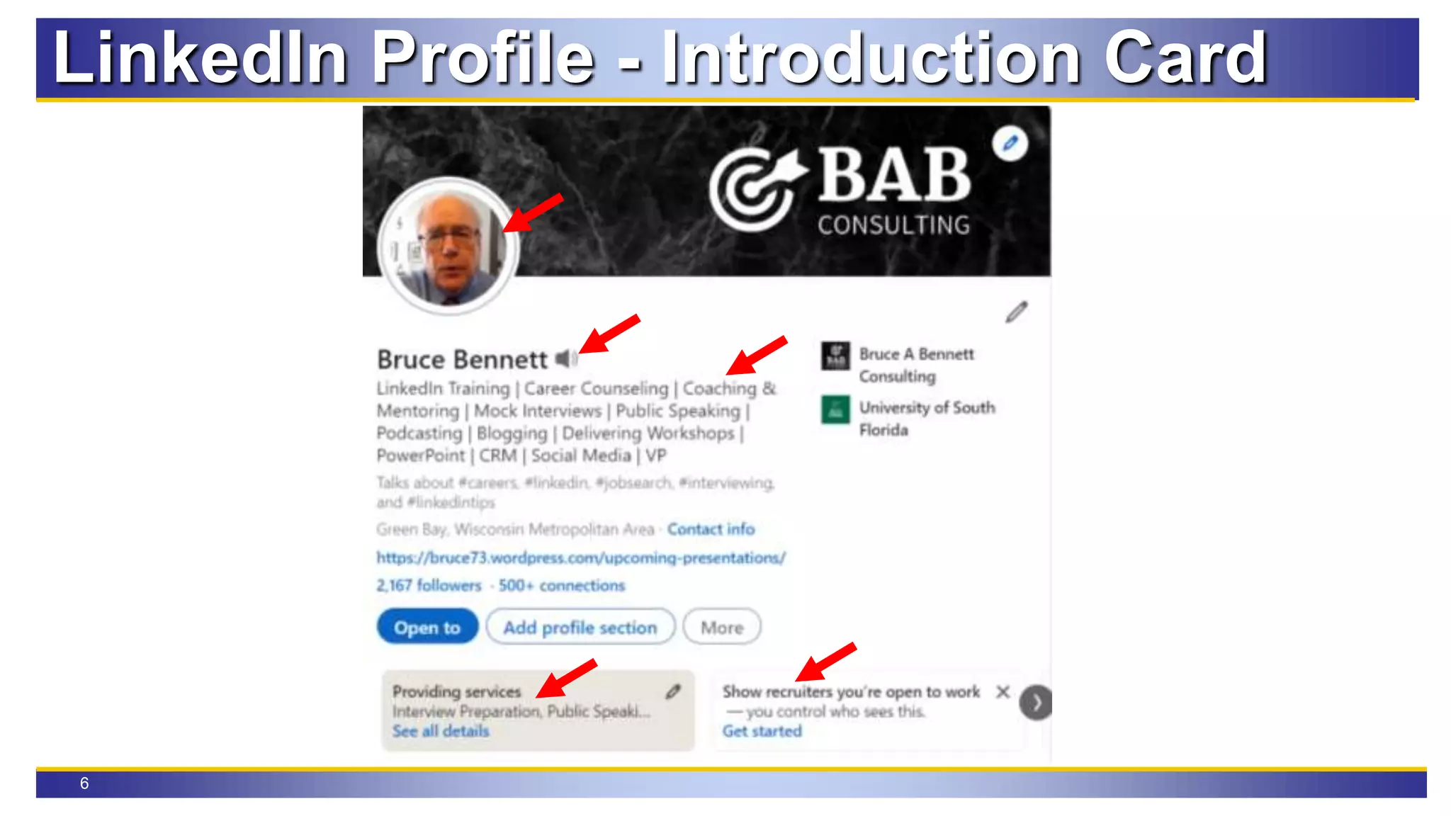 6
LinkedIn Profile - Introduction Card
 
