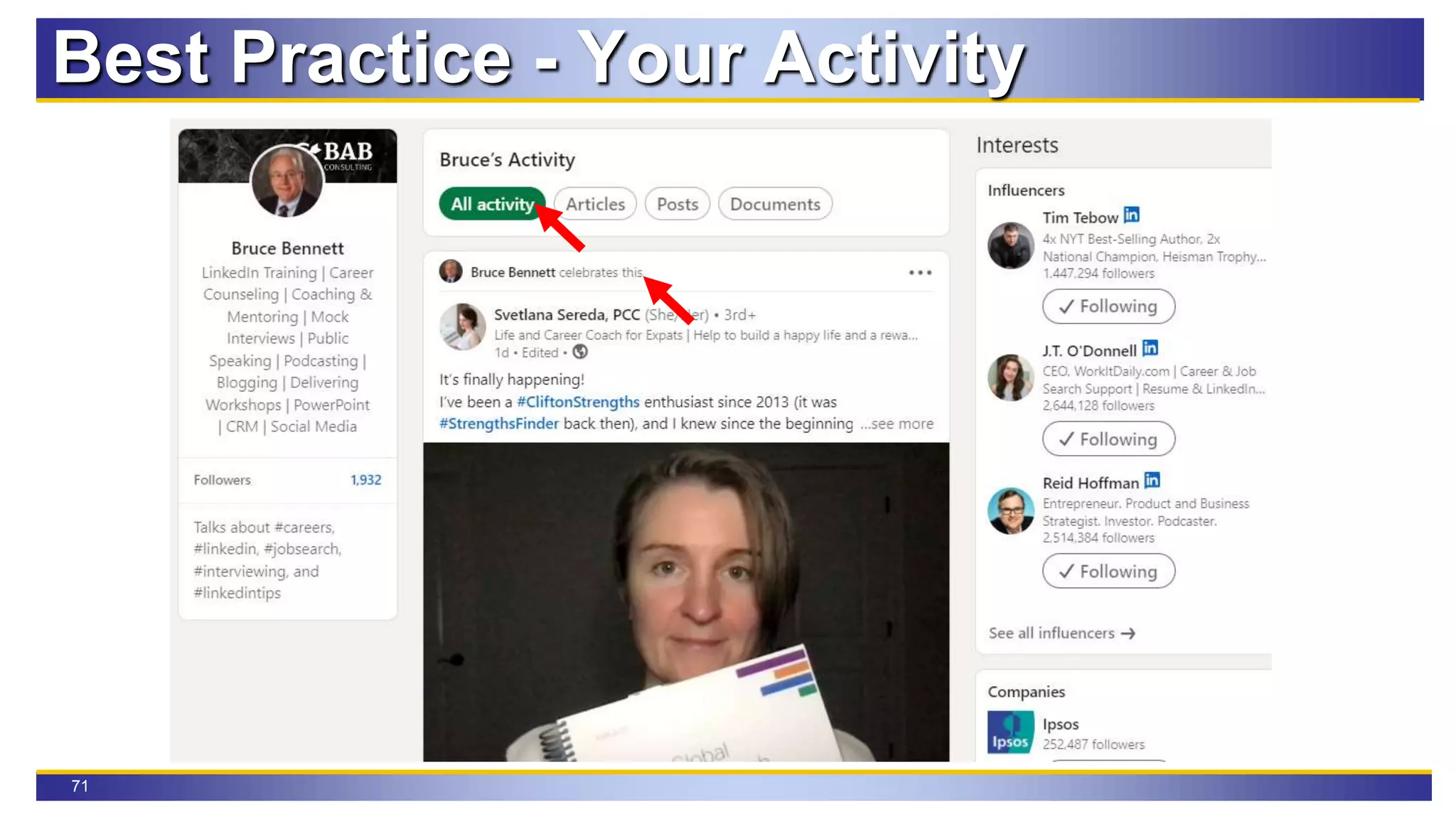 71
Best Practice - Your Activity
 