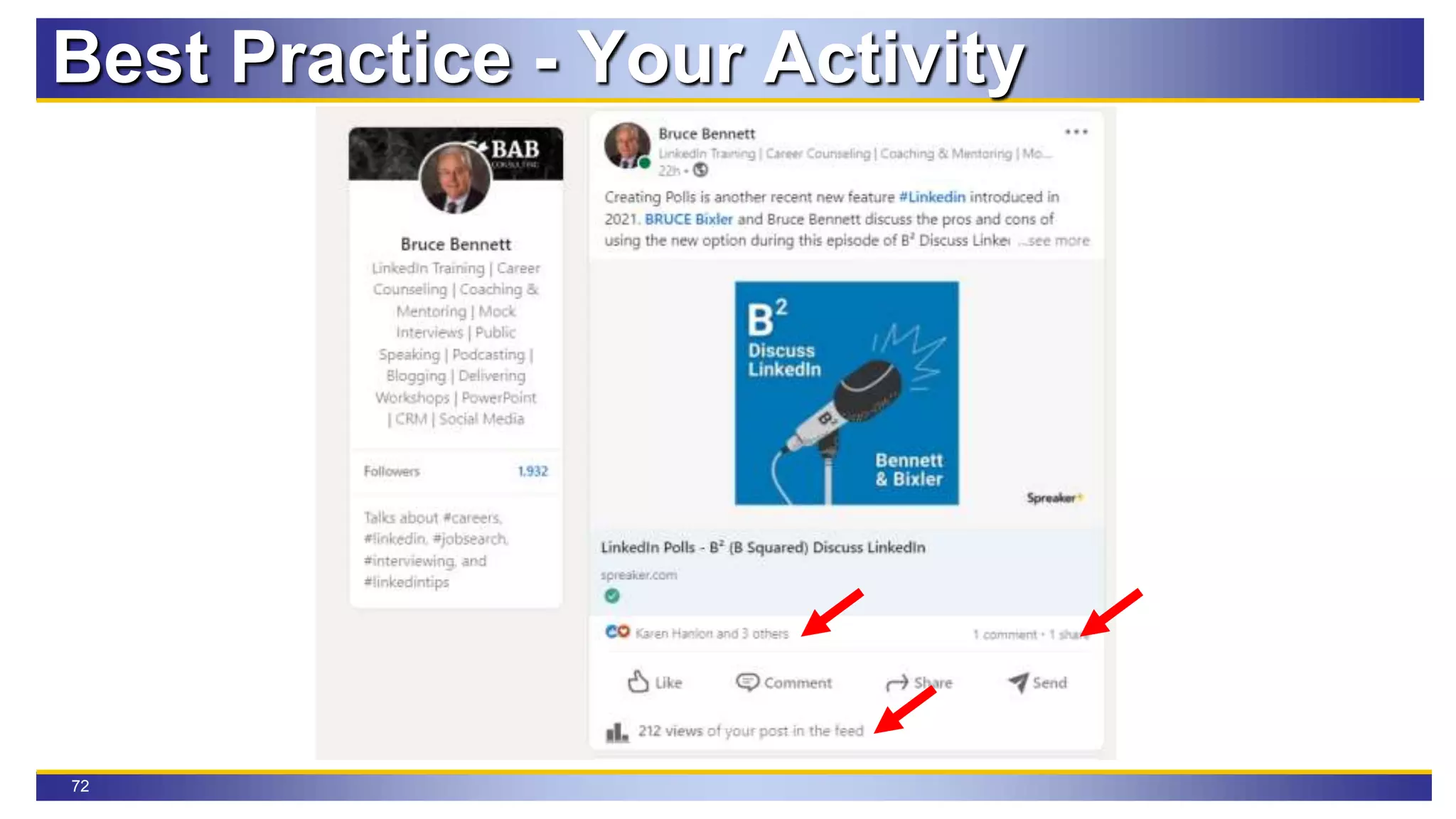 72
Best Practice - Your Activity
 