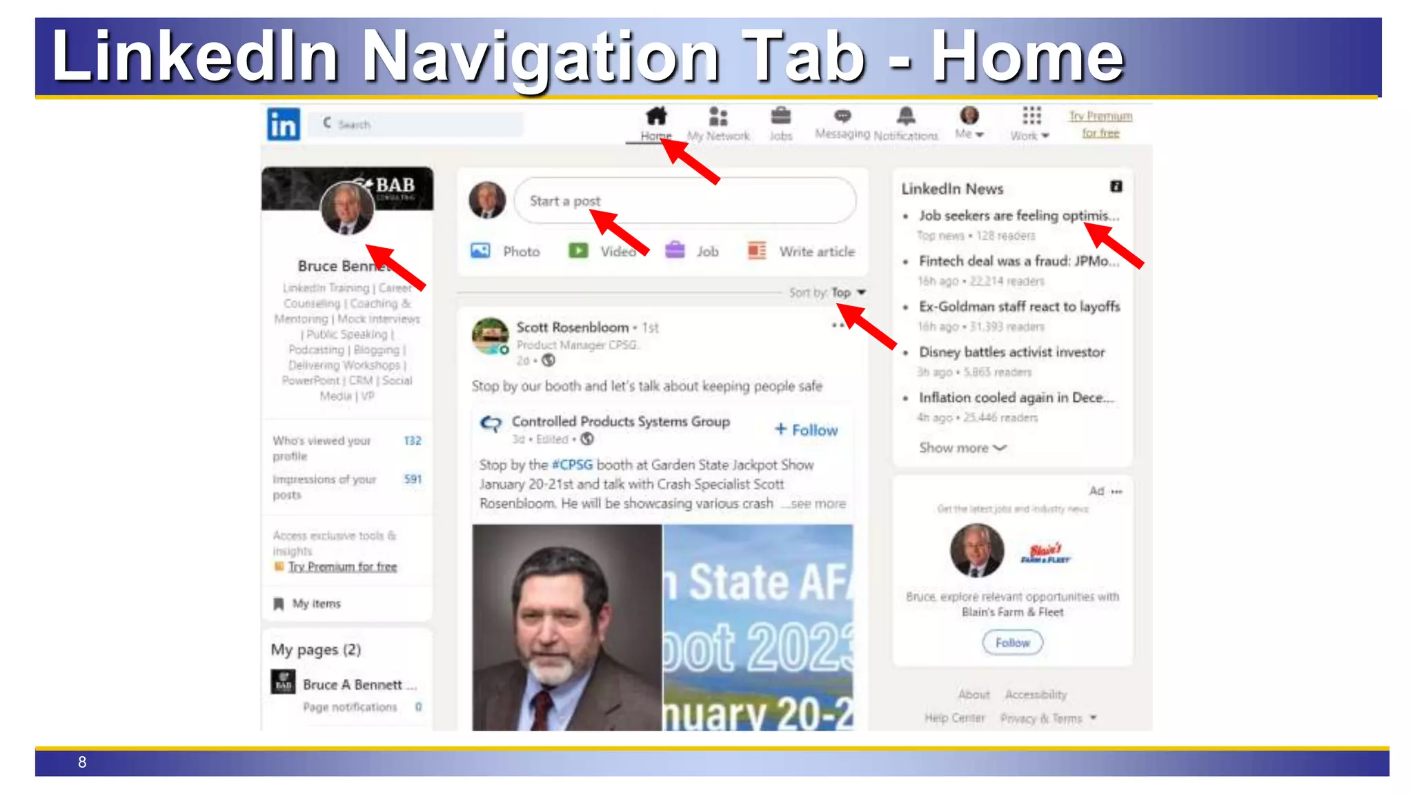 8
LinkedIn Navigation Tab - Home
 