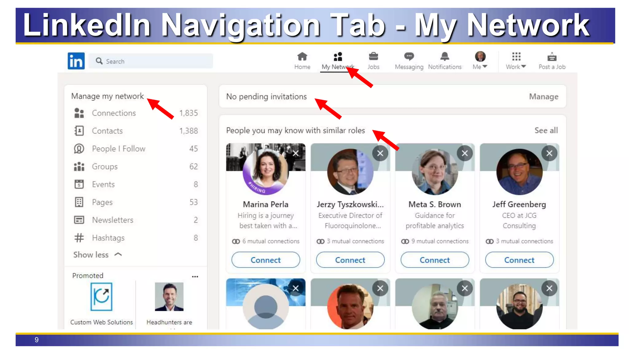 9
LinkedIn Navigation Tab - My Network
 