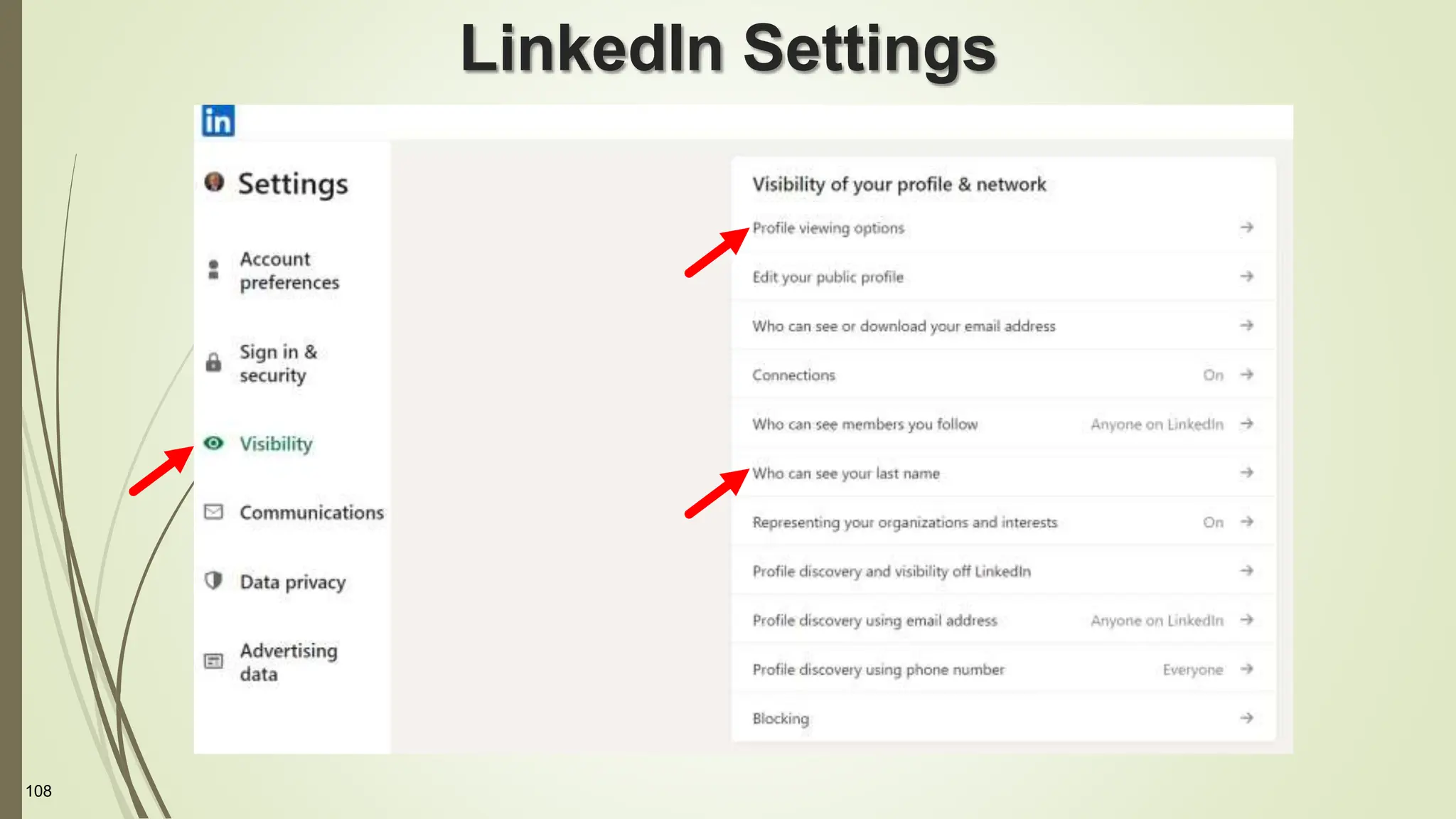 108
LinkedIn Settings
 