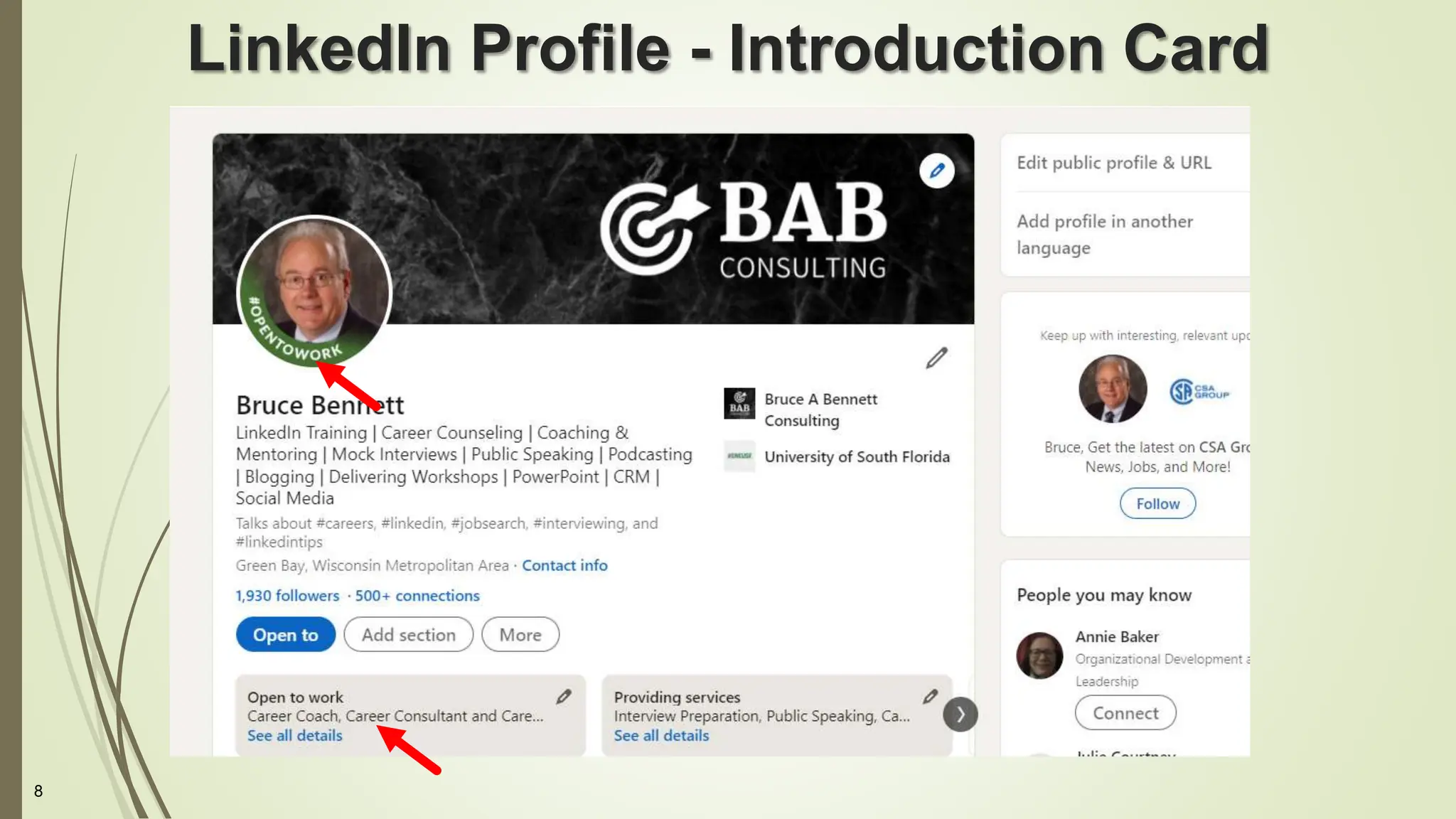 8
LinkedIn Profile - Introduction Card
 