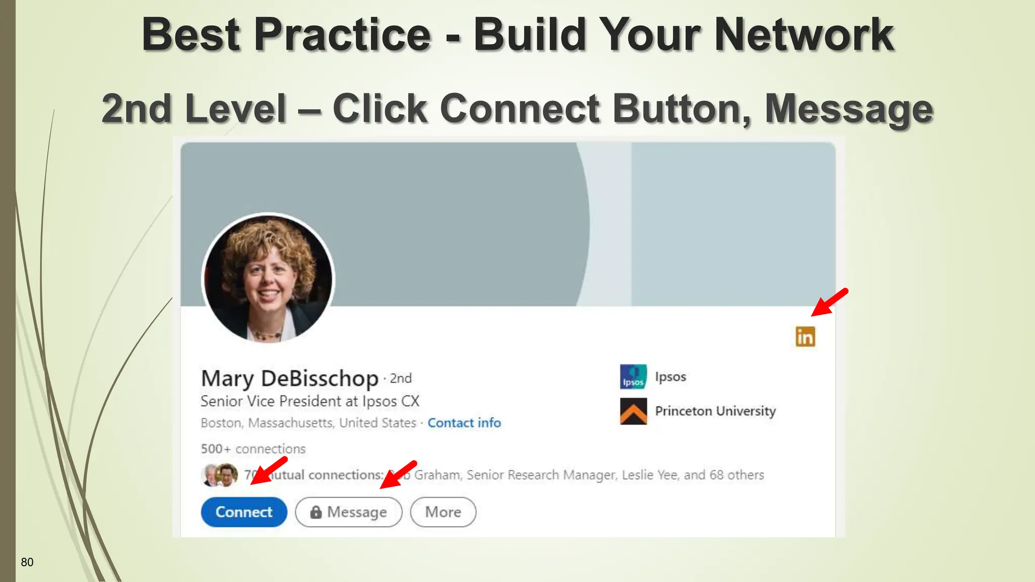 80
Best Practice - Build Your Network
2nd Level – Click Connect Button, Message
Locked
 