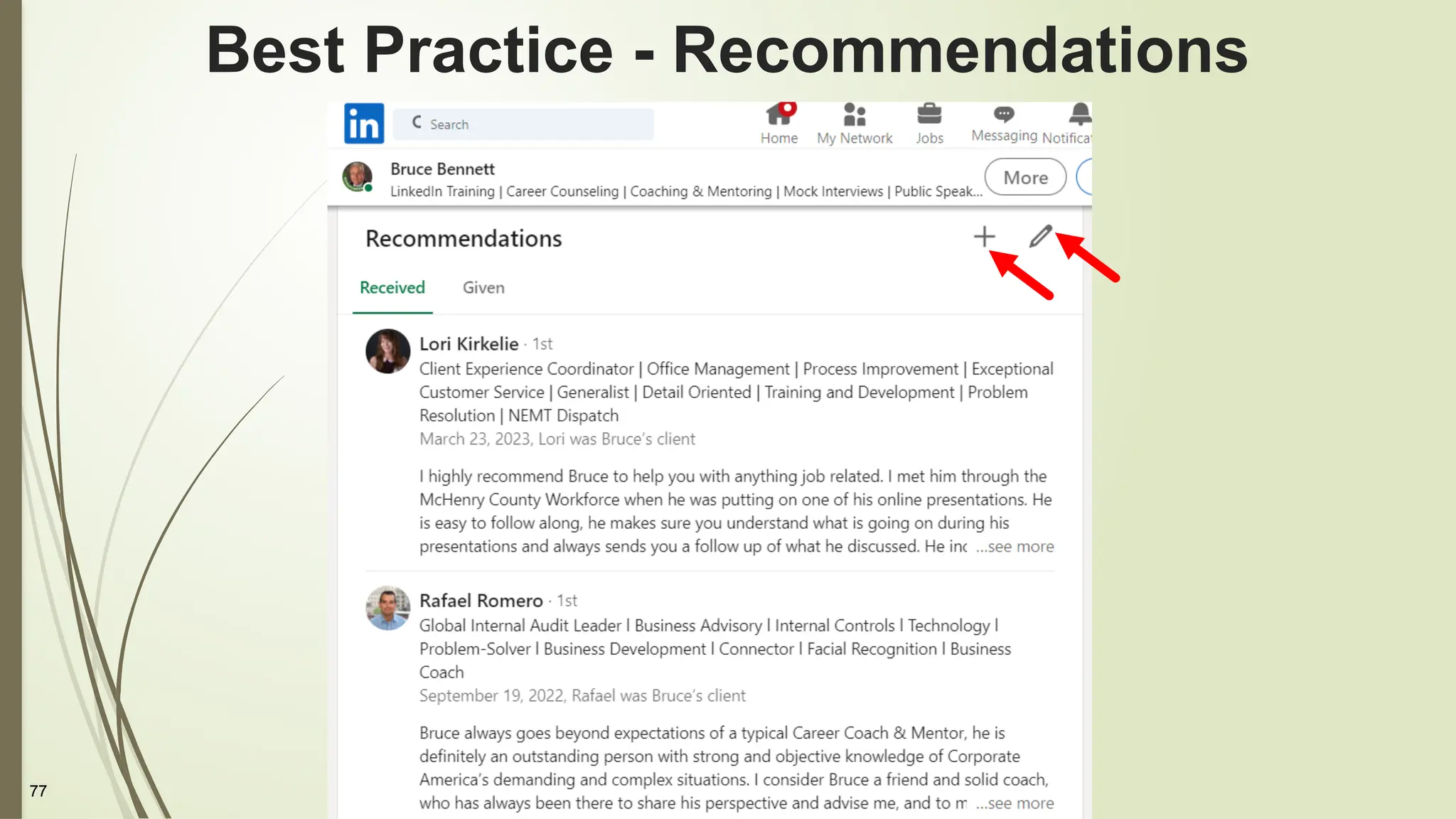 77
Best Practice - Recommendations
 