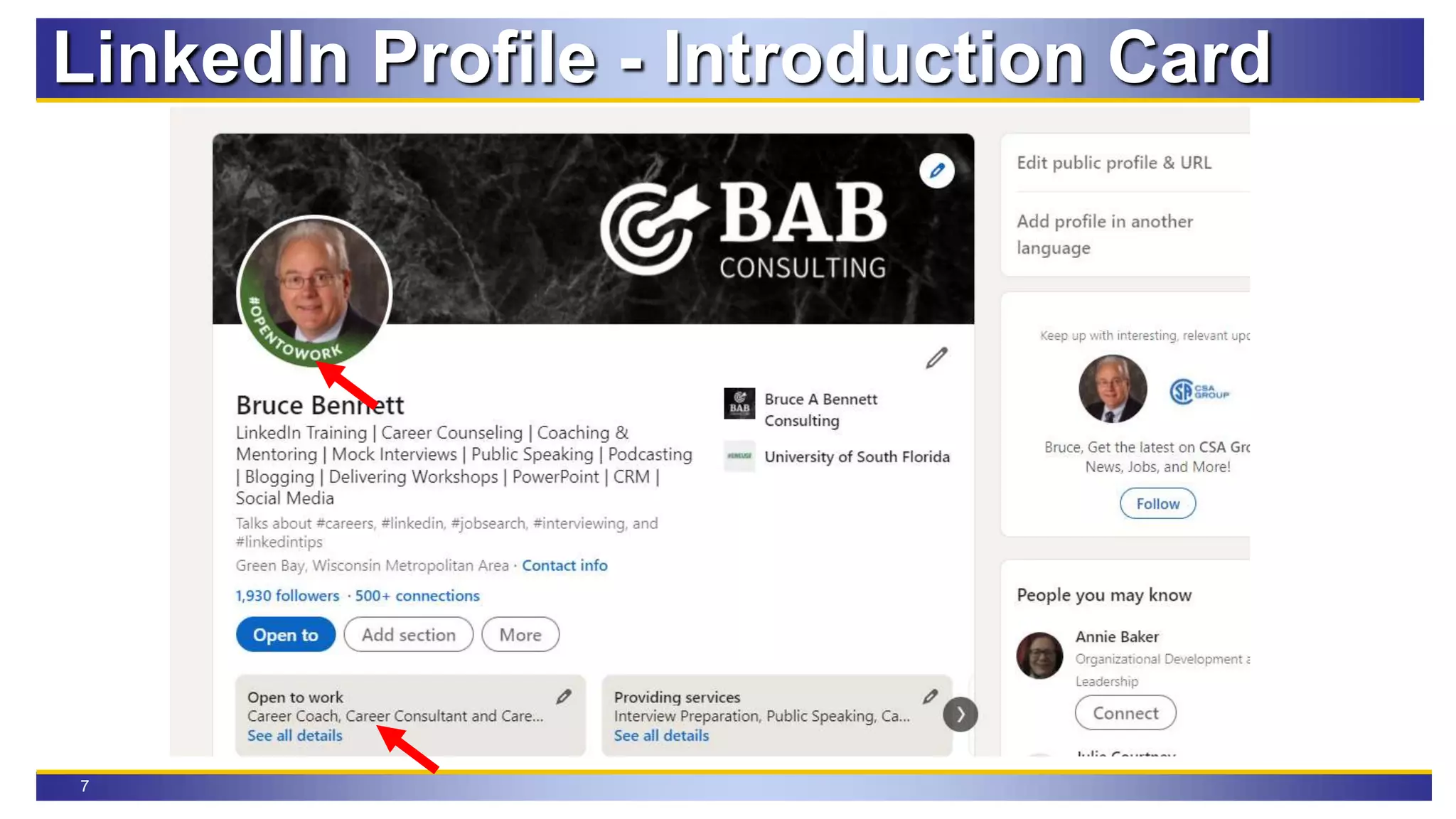 7
LinkedIn Profile - Introduction Card
 