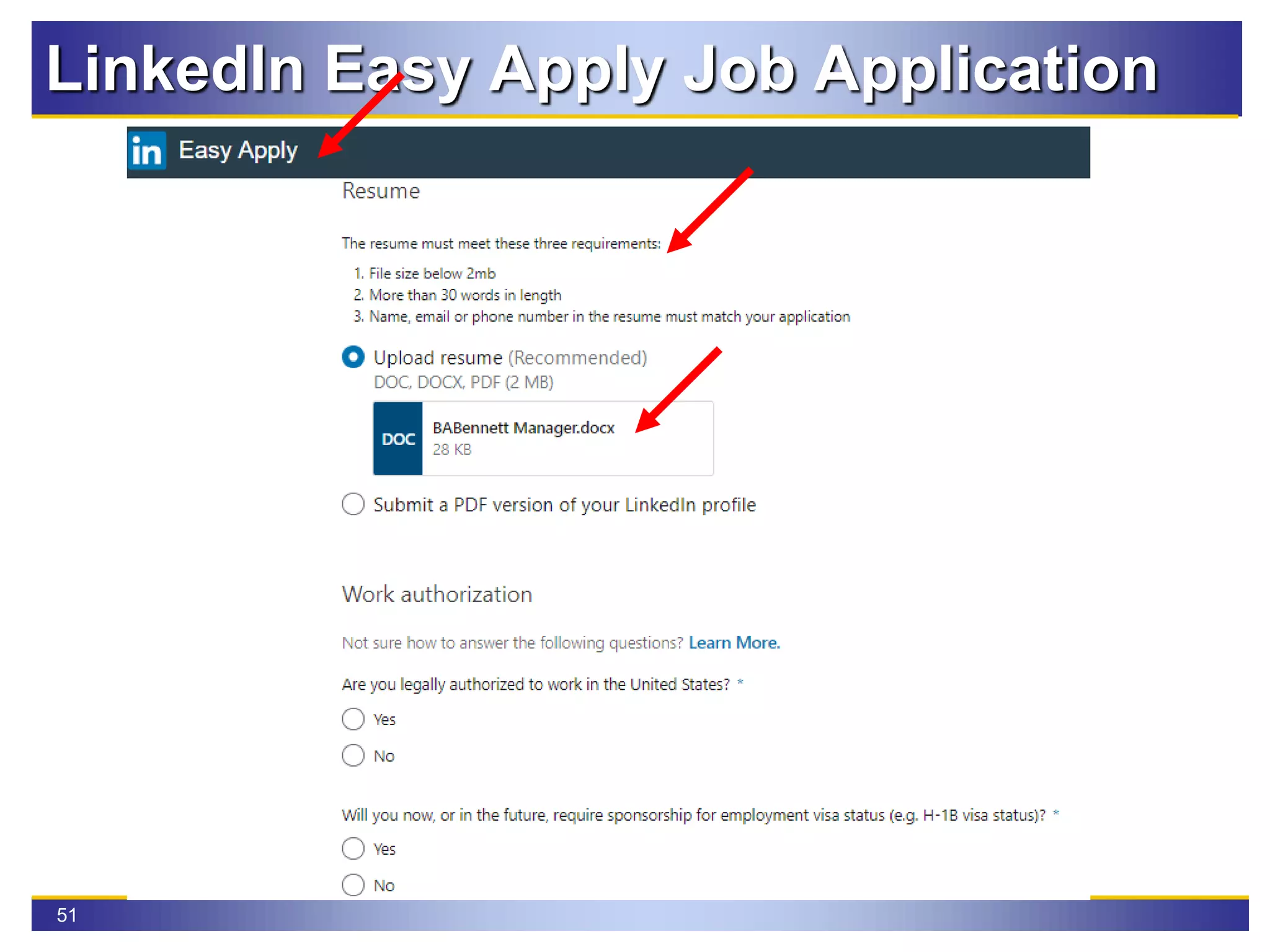51
LinkedIn Easy Apply Job Application
 