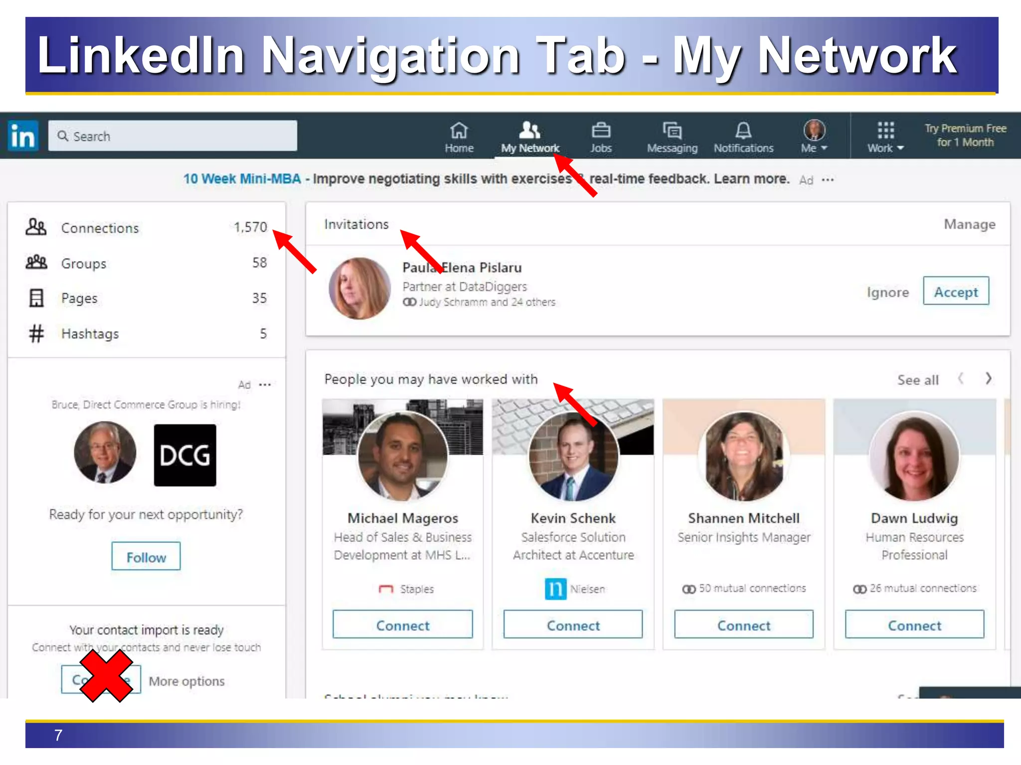 7
LinkedIn Navigation Tab - My Network
 