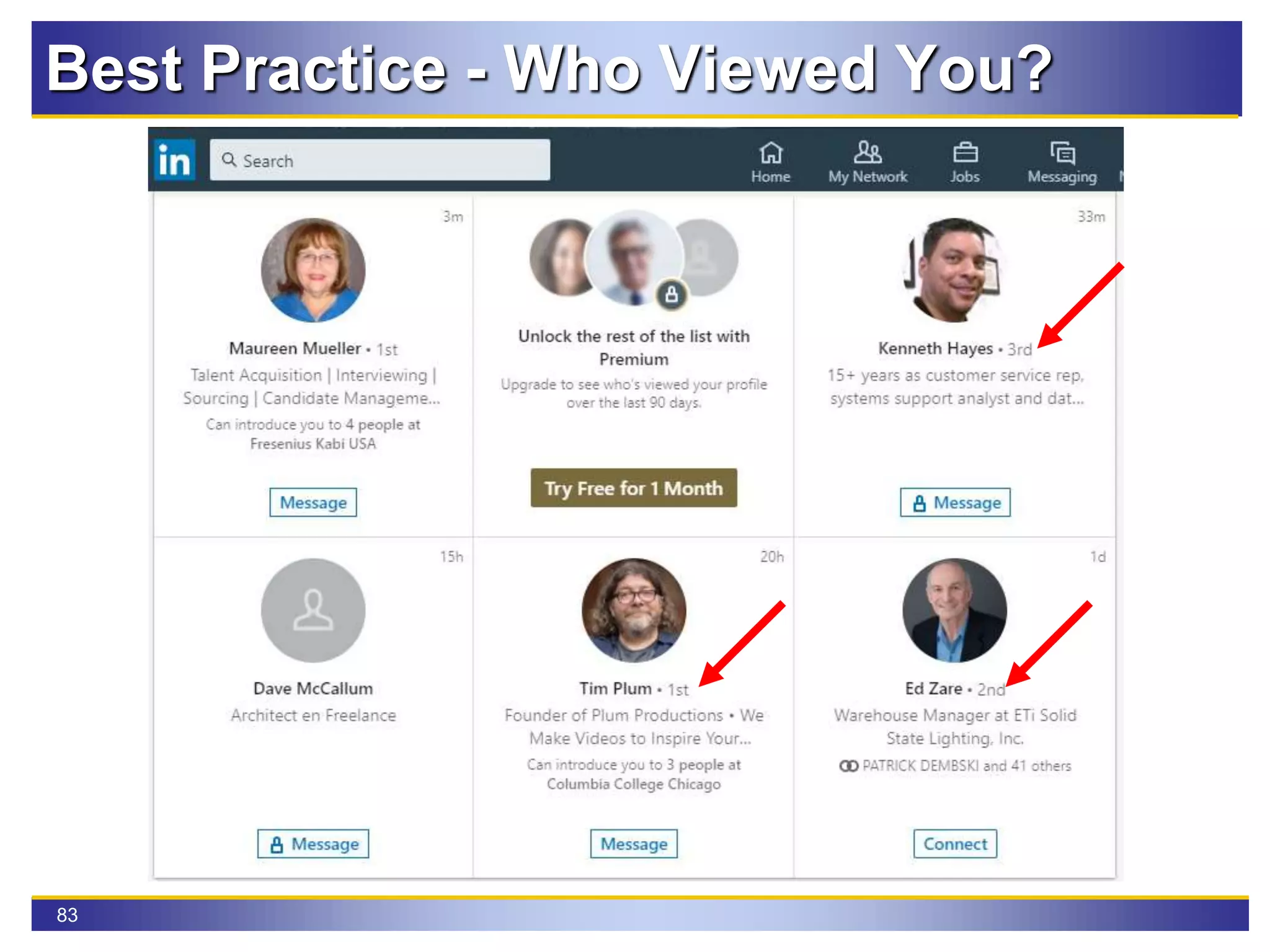 83
Best Practice - Who Viewed You?
 