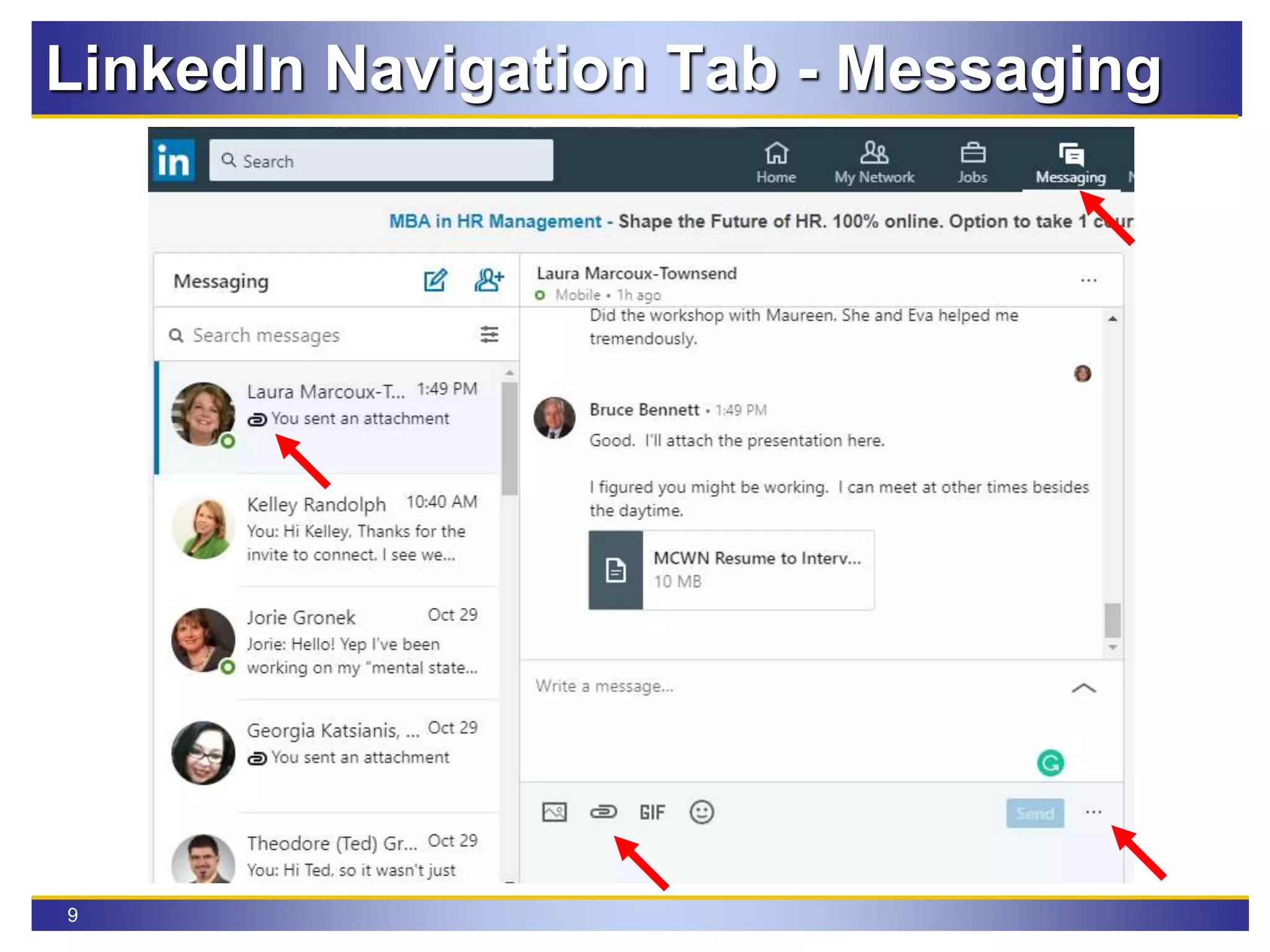 9
LinkedIn Navigation Tab - Messaging
 