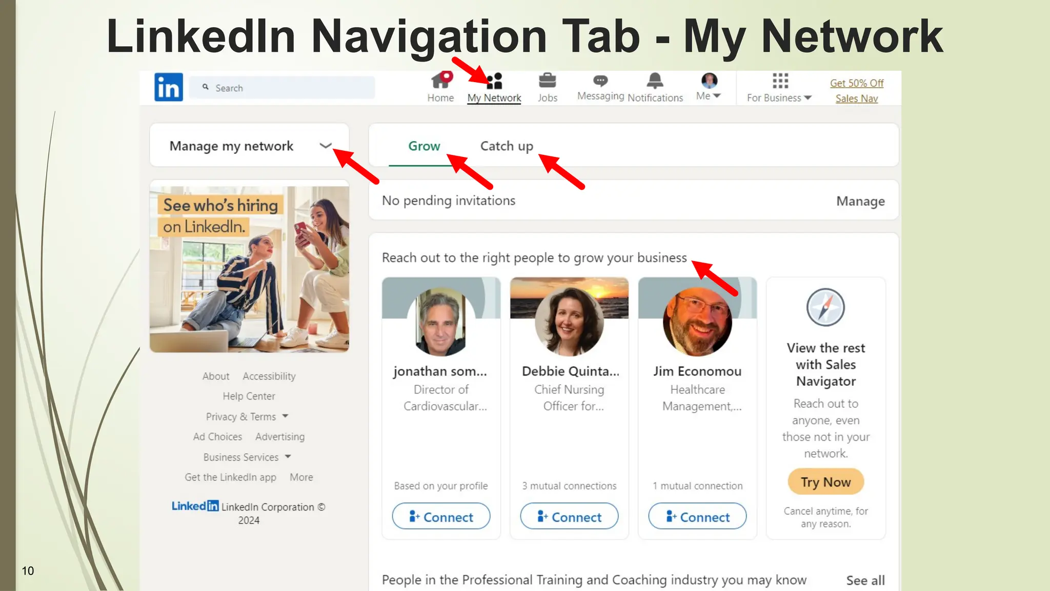 10
LinkedIn Navigation Tab - My Network
 
