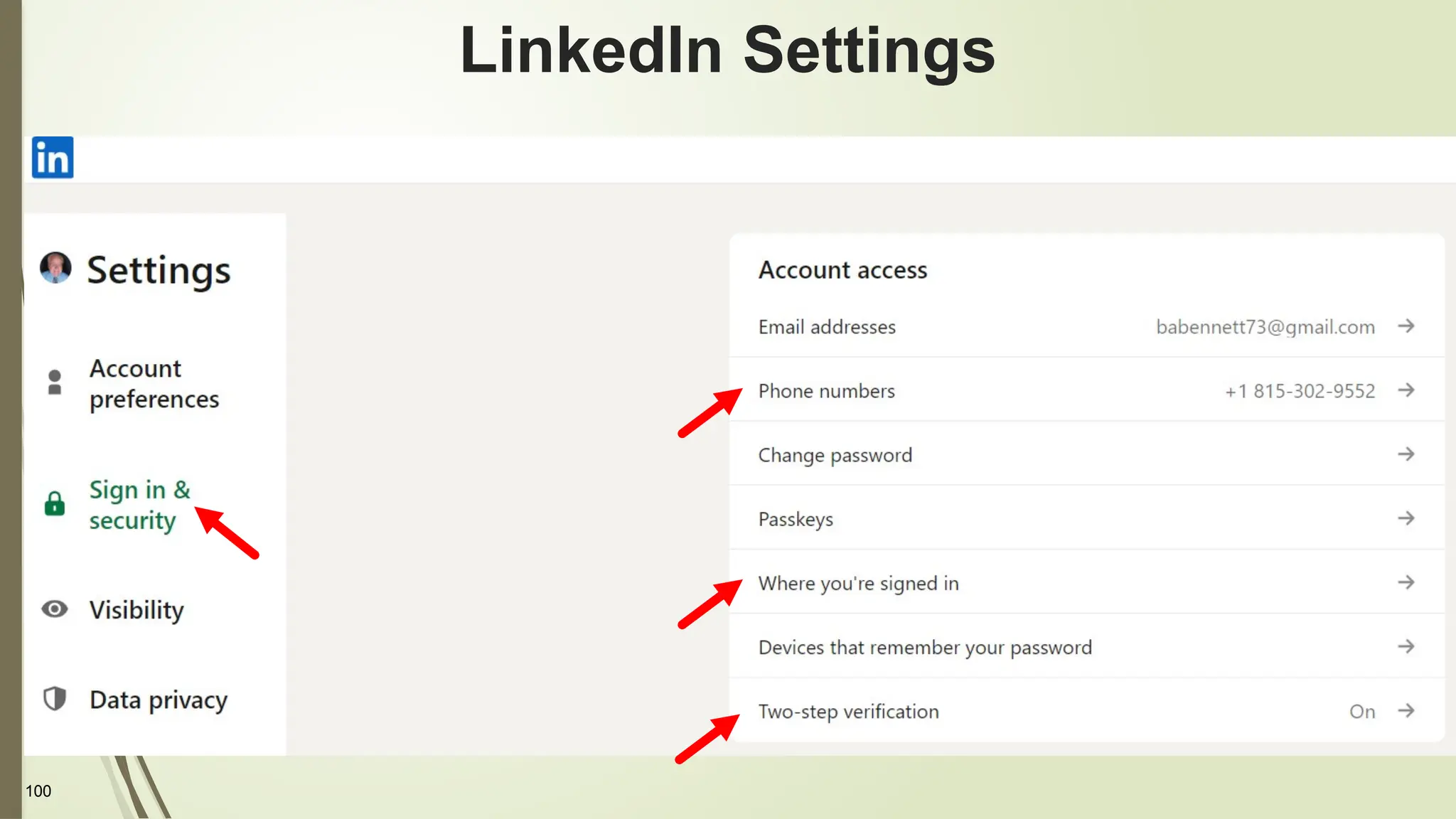 100
LinkedIn Settings
 