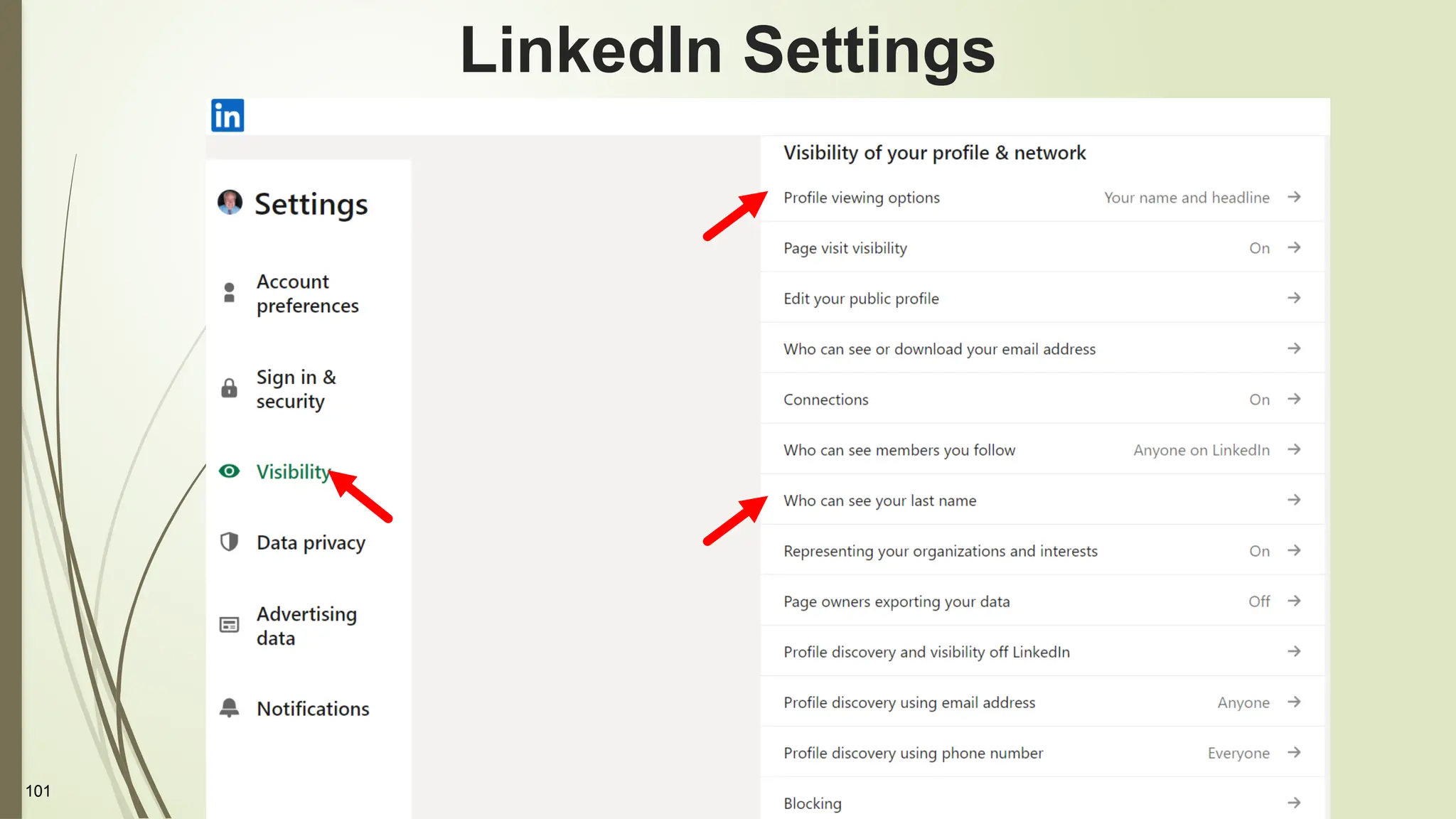 101
LinkedIn Settings
 