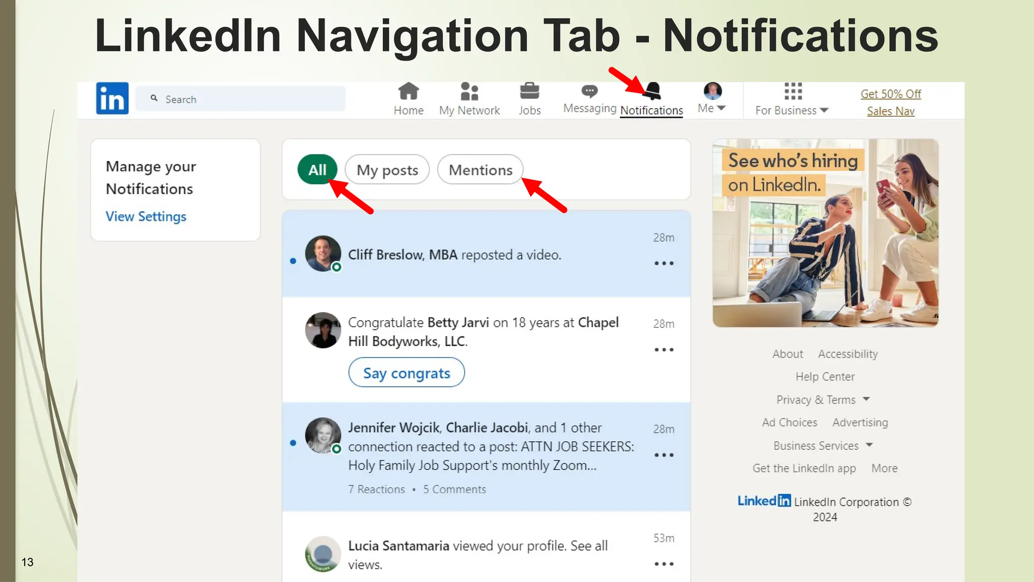 13
LinkedIn Navigation Tab - Notifications
 