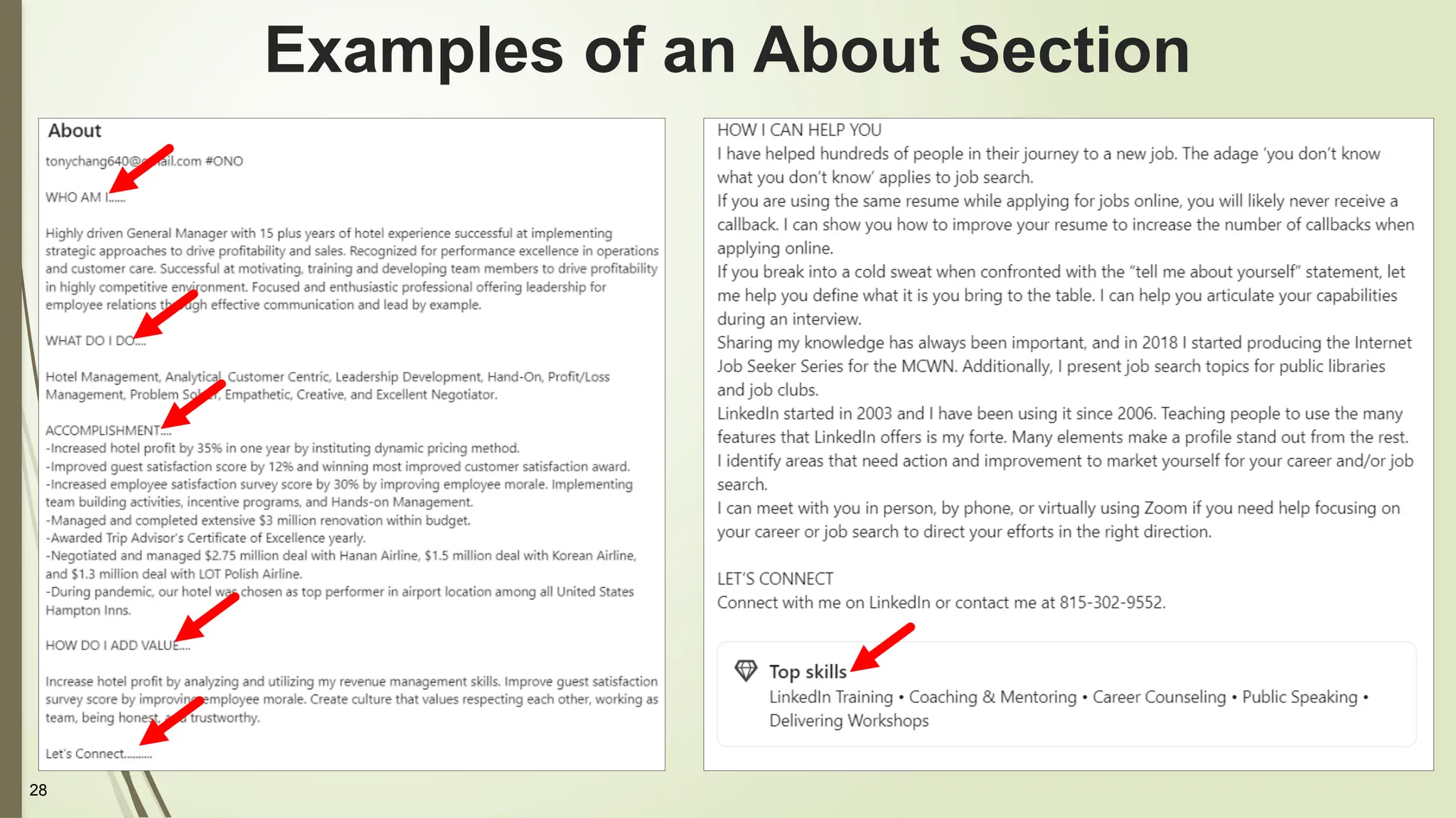 28
Examples of an About Section
 